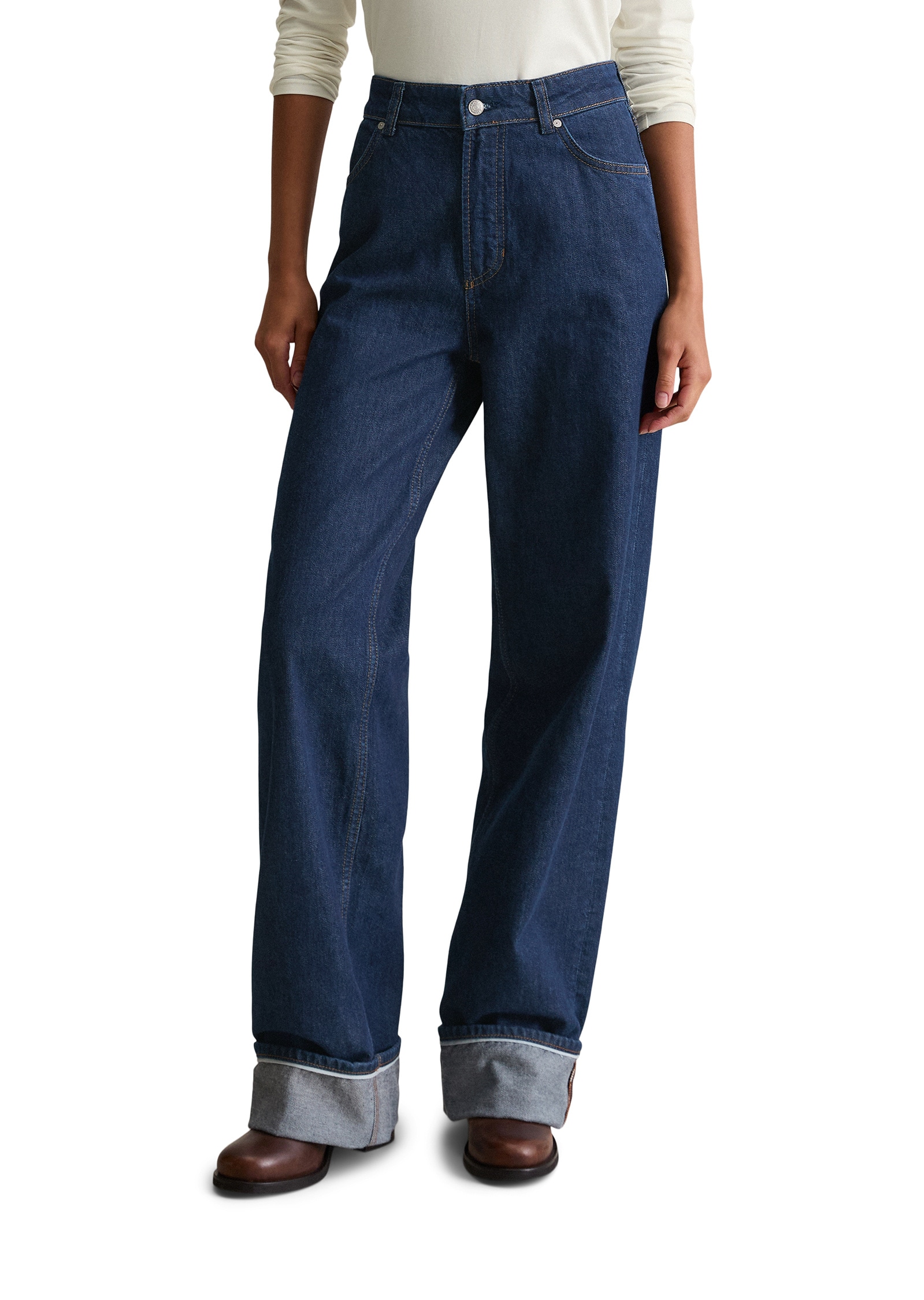 Marc OPolo DENIM Weite Jeans "aus dunkelblauem Rigid Denim" günstig online kaufen