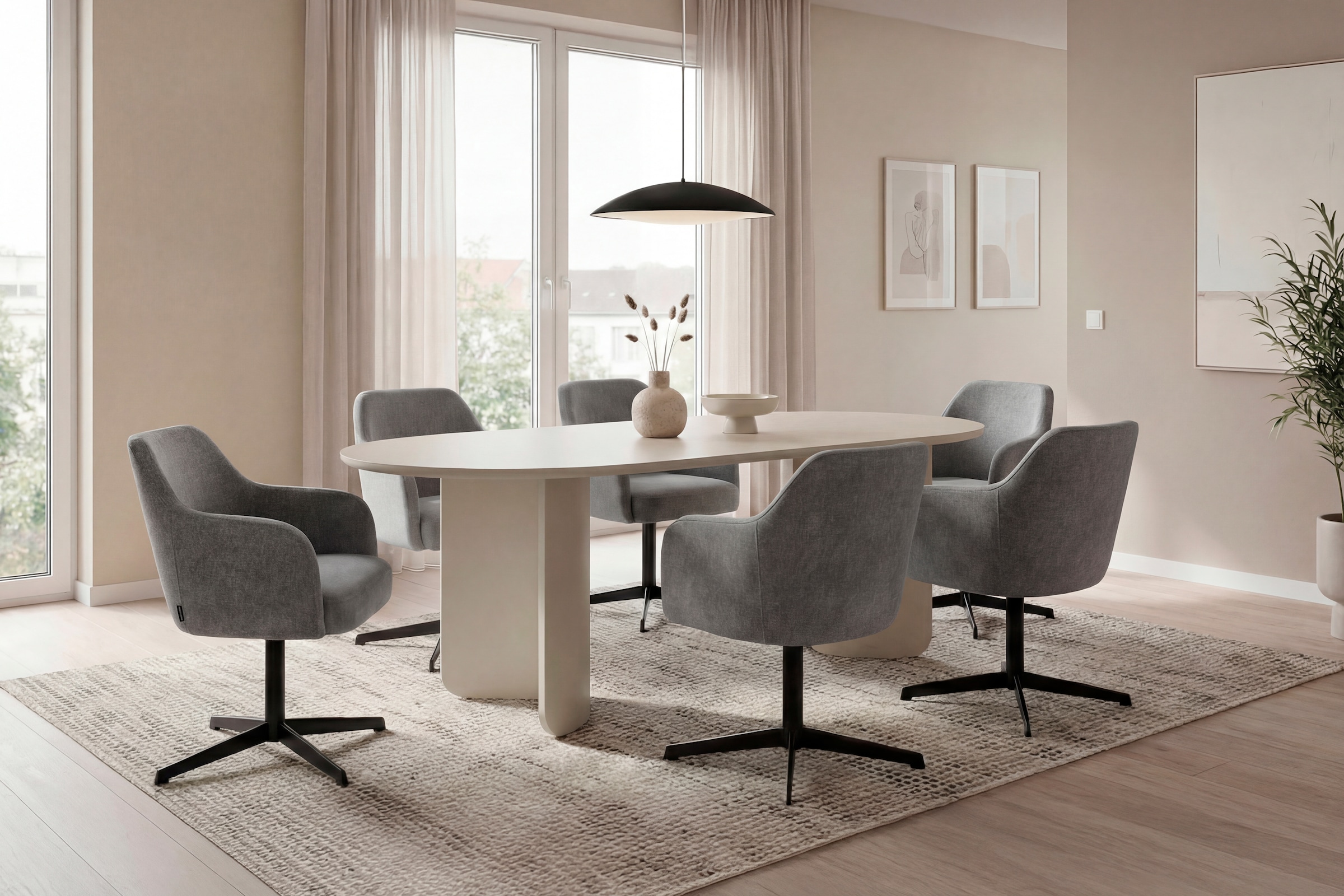 SCHÖNER WOHNEN-Kollektion Esszimmerstuhl »MARLOY, 360° drehbar mit Rückholfunktion« () 1 Stk.mit Taschenfederkern, Bezug Webstoff, Untergestell pulverbeschichtet