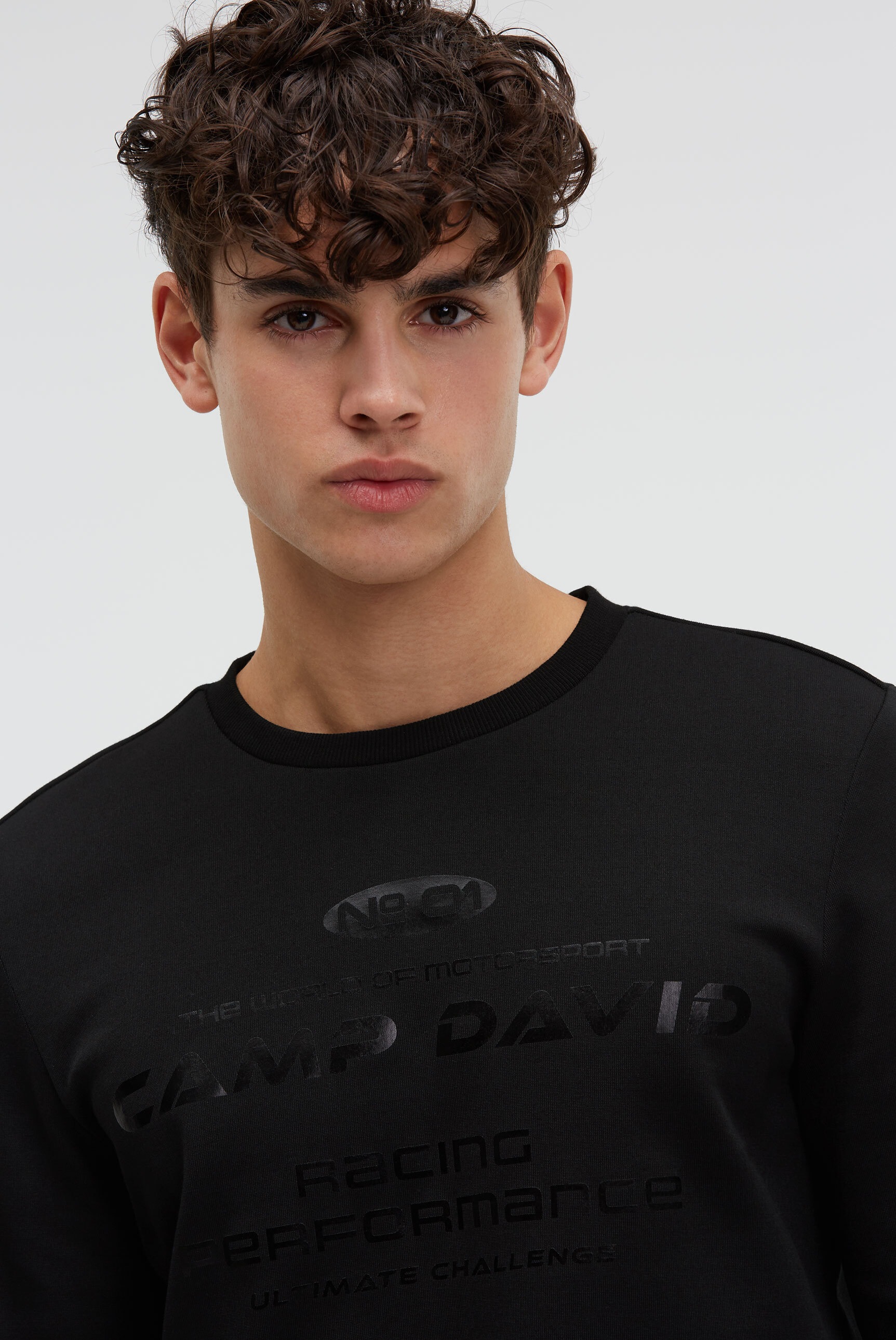 Sweater CAMP DAVID, Herren, Gr. XXL, schwarz, Interlock, Material: 70% Baumwolle, 30% Polyester, bedruckt, regular fit normal, Rundhals, eingesetzt Rippbündchen, Sweatshirts Sweater, mit Baumwolle 3
