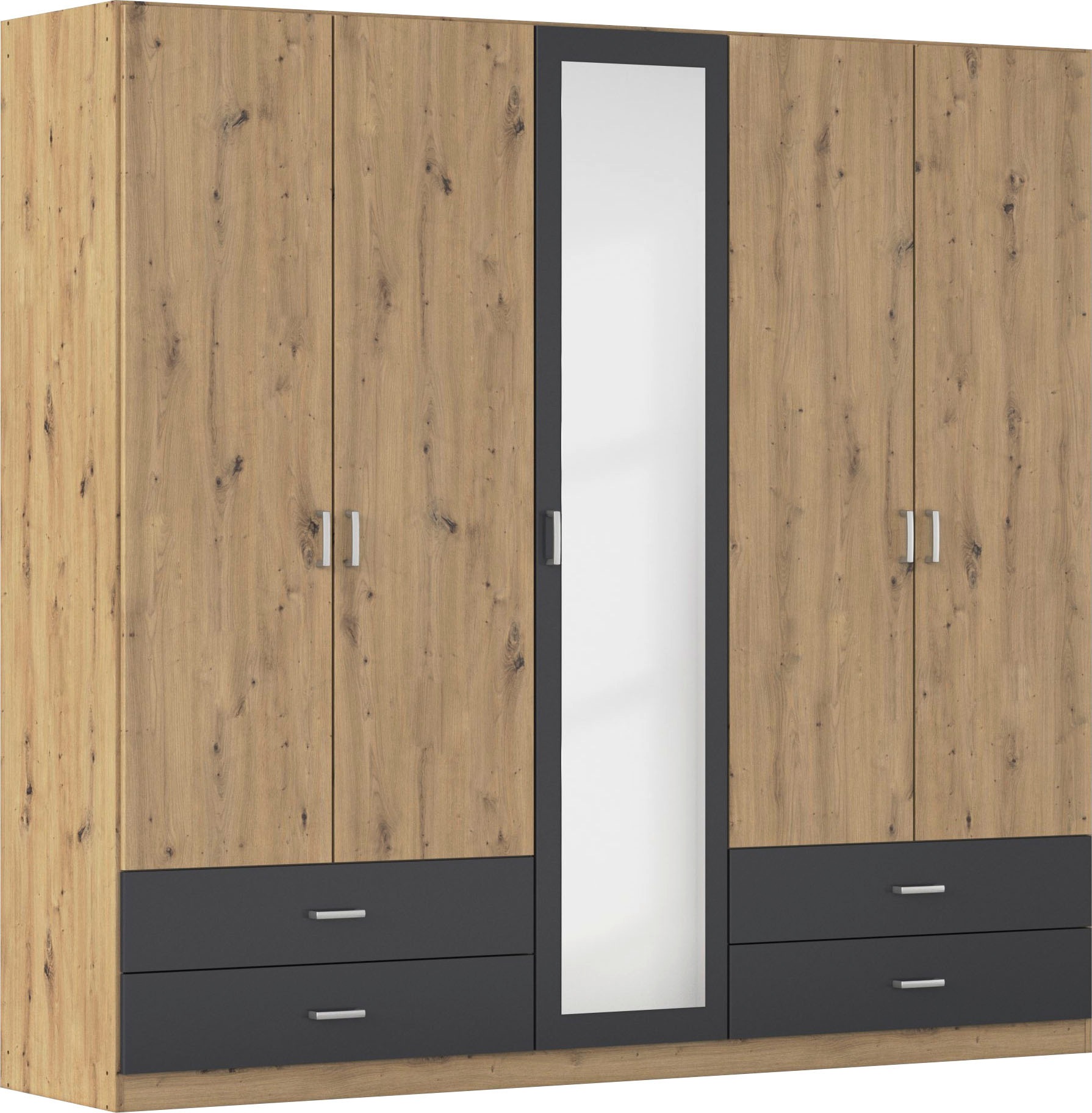 rauch 1100000002199 "Kleiderschrank Schrank Garderobe Wäscheschrank BORBONA" Breiten 226/271 cm, Höhe 210 cm, in 2 Breiten, mit Spiegel und vielen Farbkombinationen MADE IN GERMANY