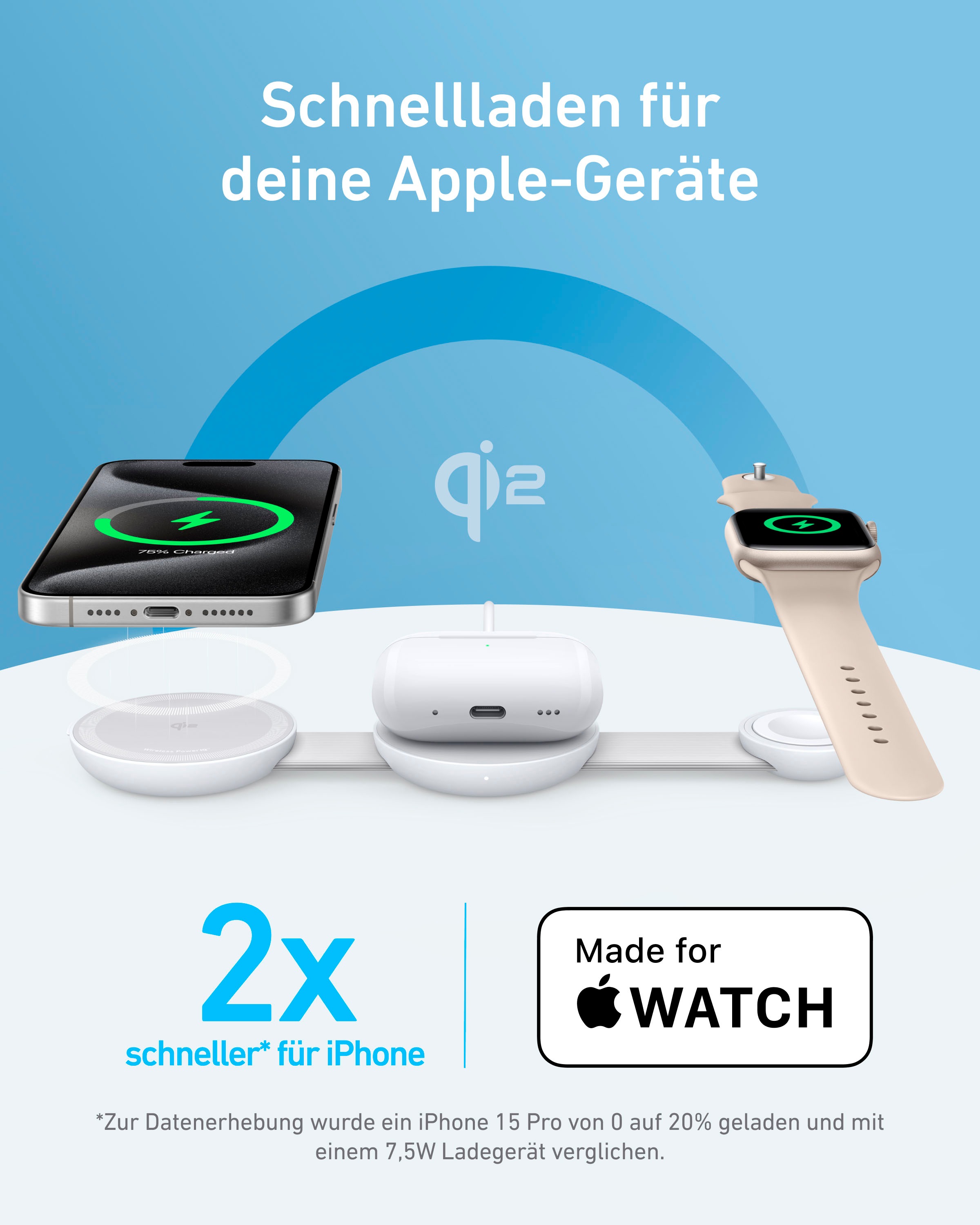 Anker Smartphone-Ladegerät »MagGo Wireless Charging Station (3-in-1, Foldable Pad)«