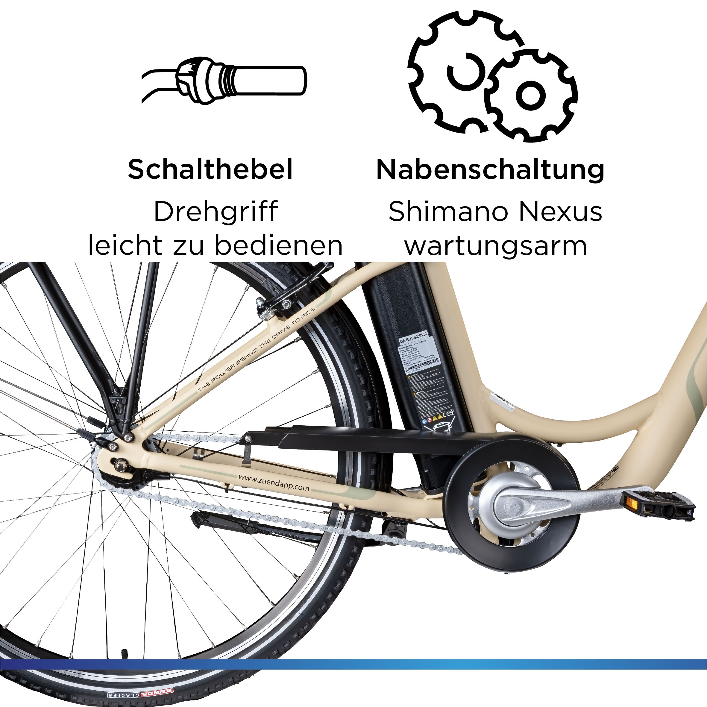 Zündapp E-Bike »Z517«, 7 Gang, Shimano, Nexus, Frontmotor 250 W, Pedelec, Elektrofahrrad für Damen u. Herren