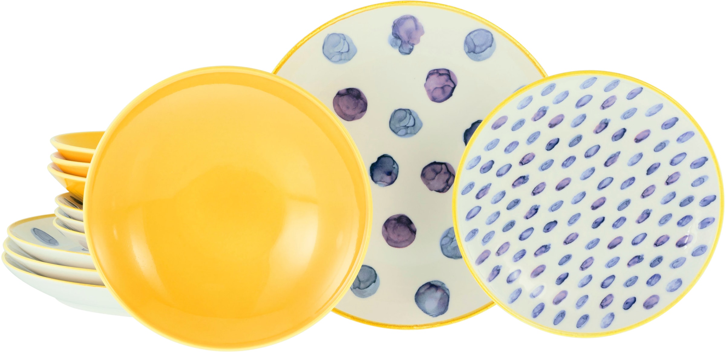 CreaTable Teller-Set "Maisie Bunt, Teller Set 12-tlg" Dots, Polka Dots, Konfetti, Punkte