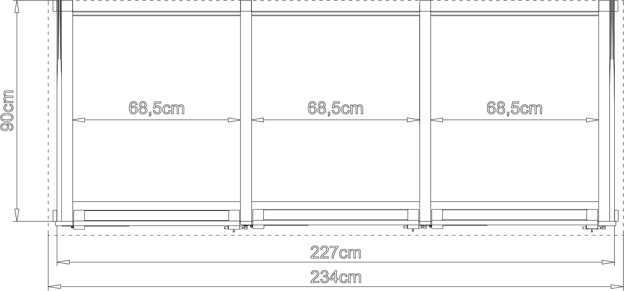 weka Mülltonnenbox »Killarney« Metall pulverbeschichtet, für 3 Mülltonnen, BxTxH: 230x92x127 cm