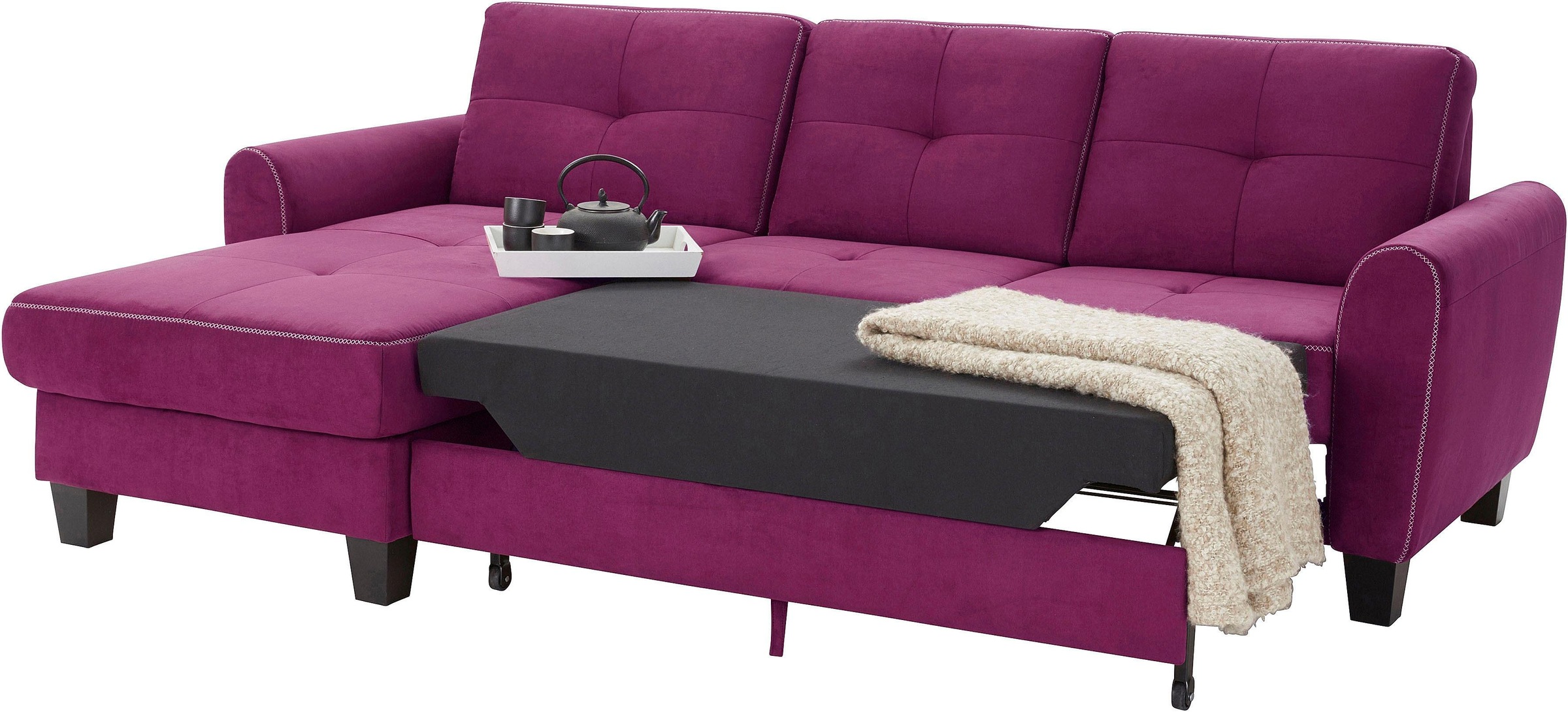 sit&more Ecksofa »Varese L-Form«, mit Federkern, wahlweise mit Bettfunktion und Stauraum