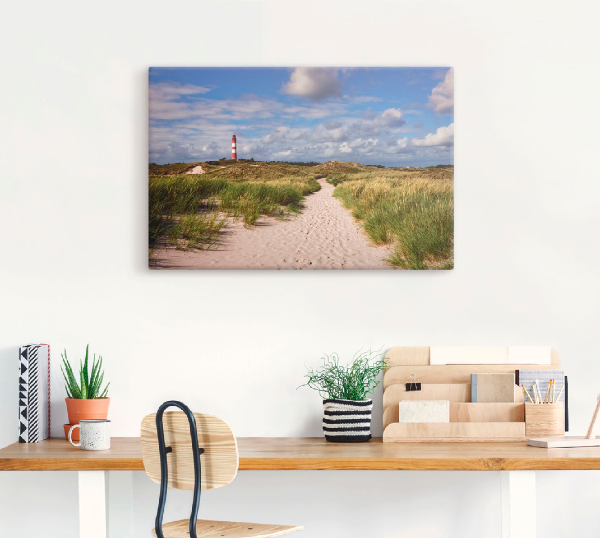 Artland Leinwandbild "Strandweg zum Leuchtturm - Insel Amrum" Küste 1 Stk. günstig online kaufen