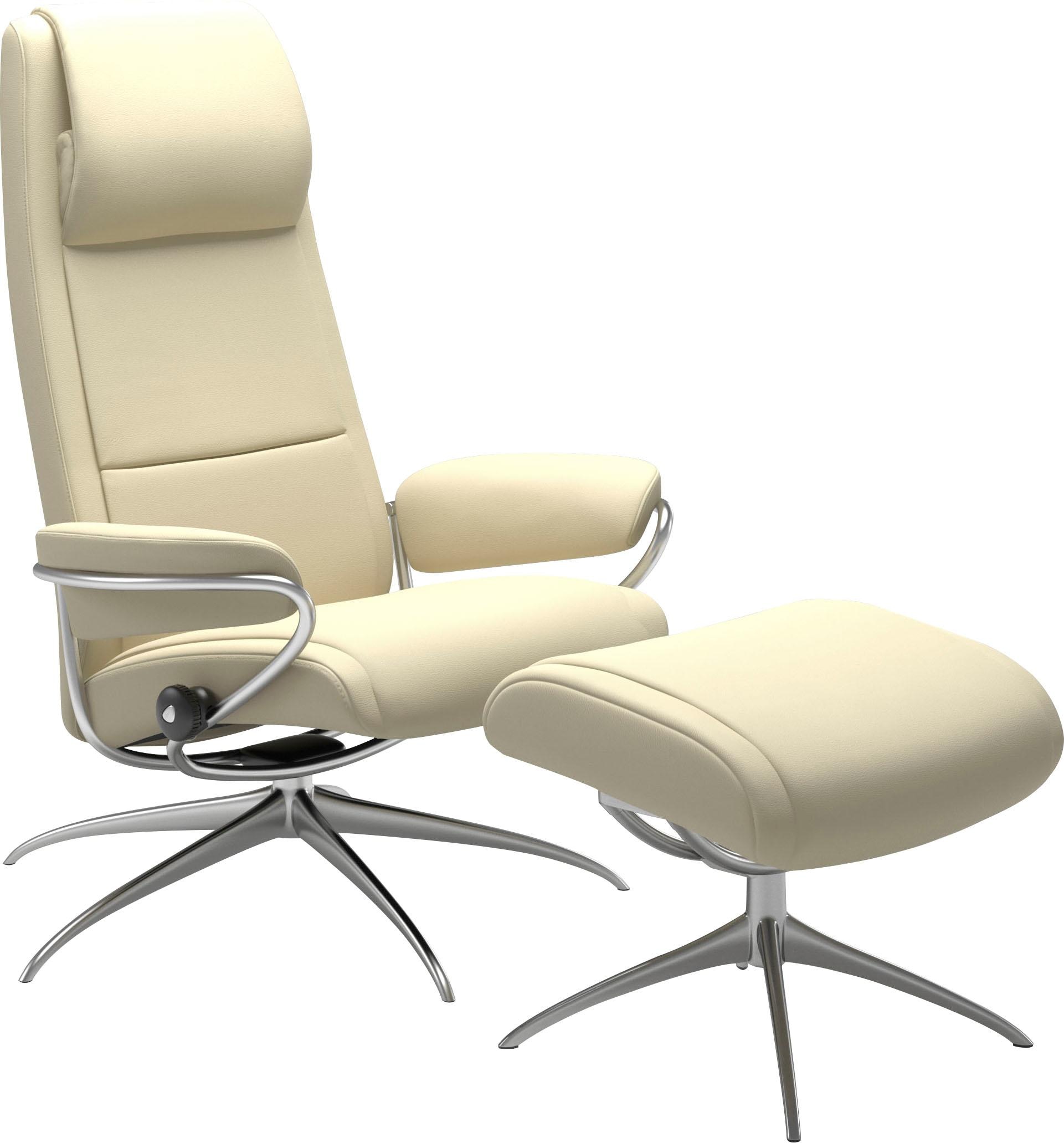 Stressless Relaxsessel "Paris", (Set, Relaxsessel mit Hocker), mit Hocker, High Back, mit Star Base, Gestell Chrom