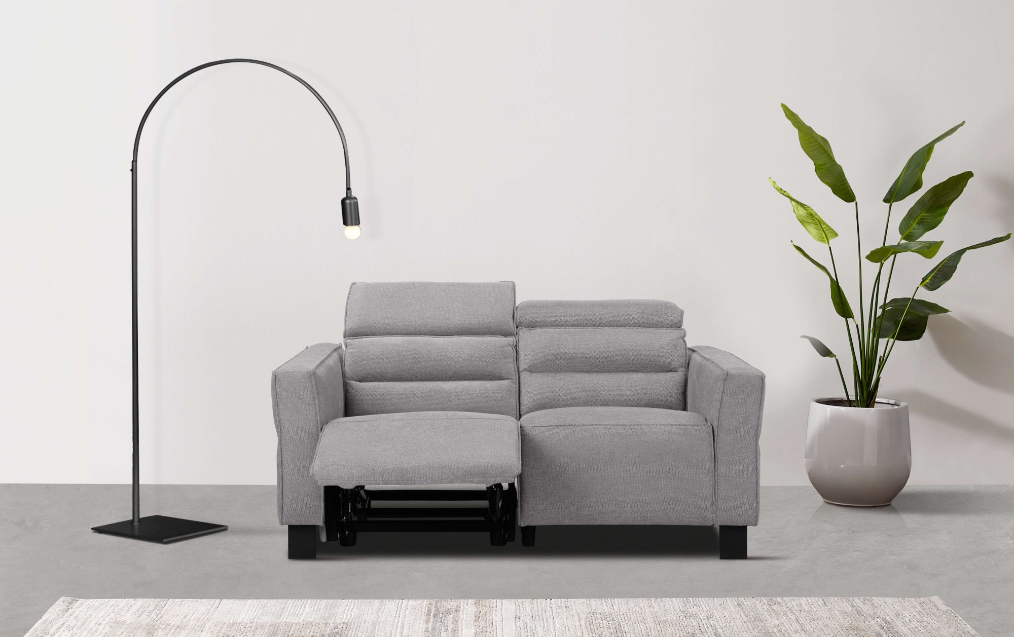 OTTO home 2-Sitzer "Carpari Webstoff, 162 cm, man./elektr. Relaxfunktion" (USB A/C), sowie Kopfteilverstellung