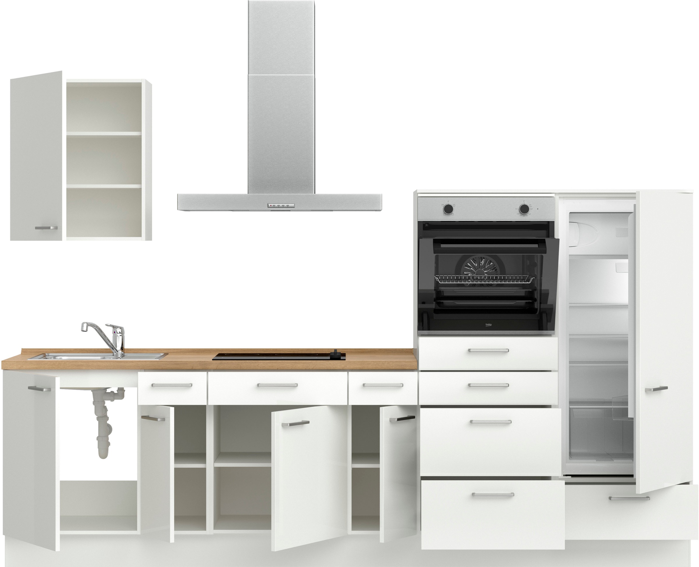 nobilia® Küchenzeile »"Flash I"«, vormontiert, Ausrichtung wählbar, Breite 300 cm, wahlw. mit E-Geräten