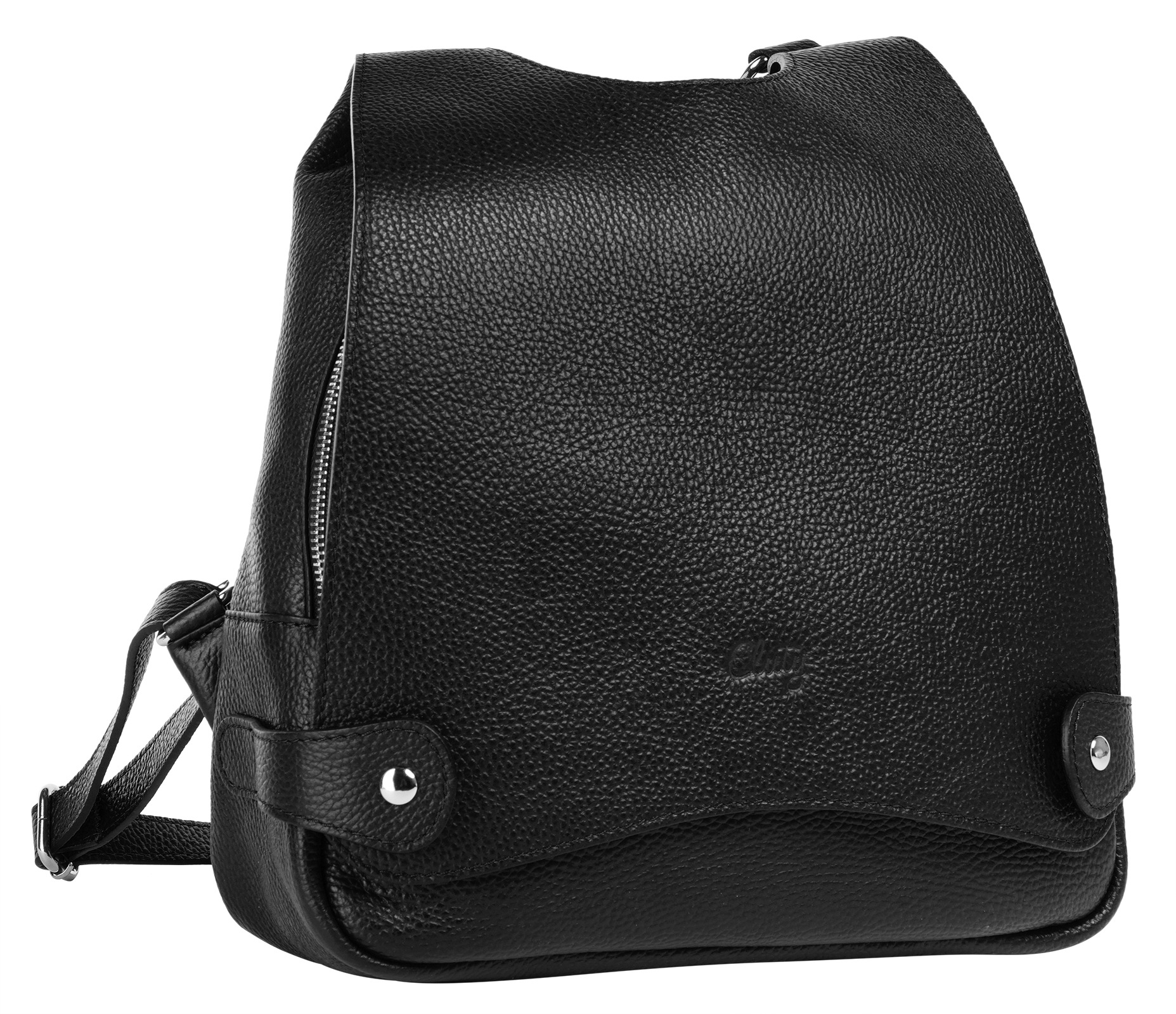 Cityrucksack CLUTY, Damen, Gr. B/H/T: 29cm x 28cm x 8cm, onesize, schwarz, Leder, Rindsleder, Rucksäcke Cityrucksack, echt Leder, Made in Italy 3