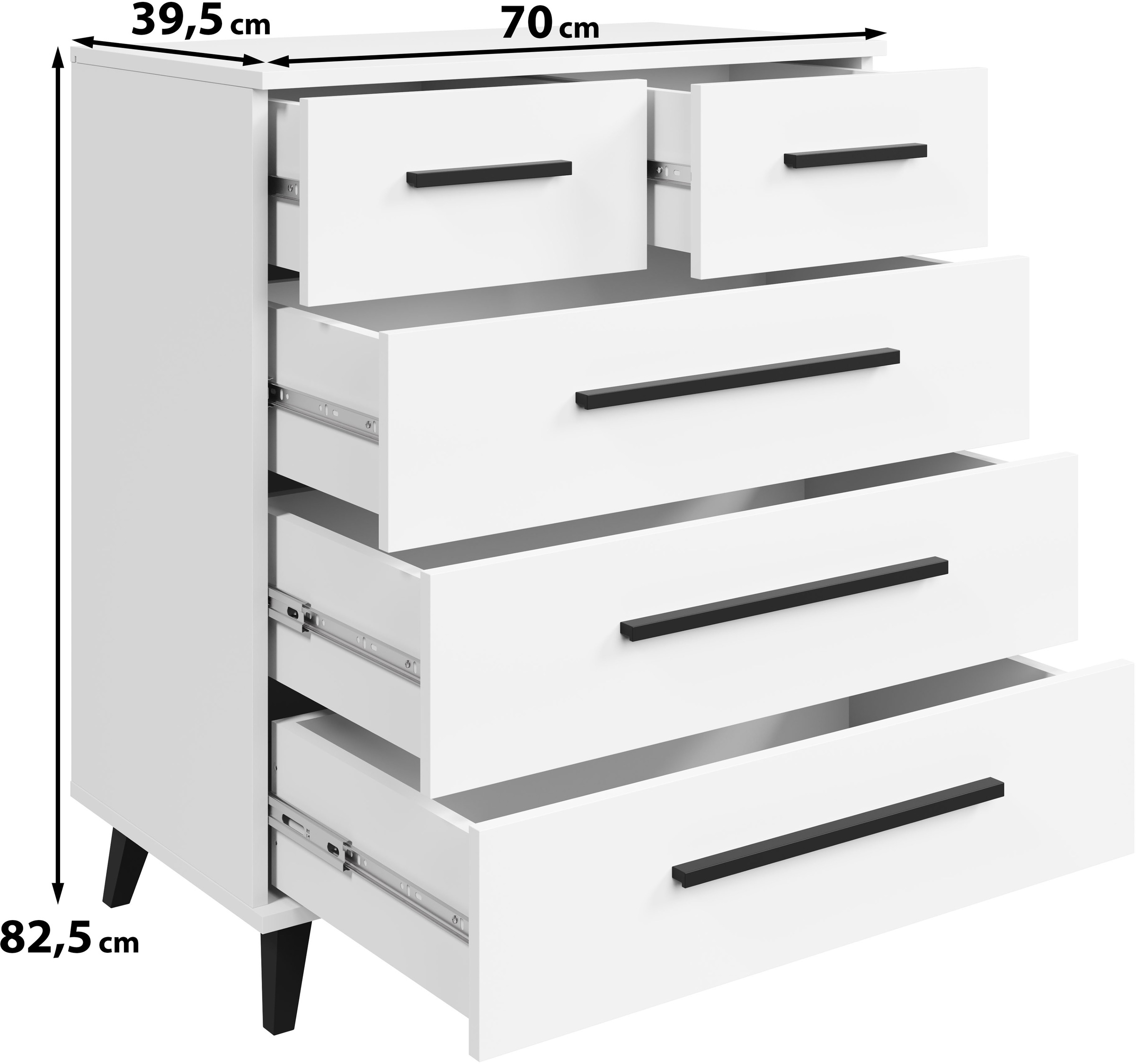 INOSIGN Sideboard »Lagos, Kommode, 5 Schubladen, schwarze Griffe & Füße«, (1 St.), modernes Design, B/T/H je 70/39,5/82,5 cm, pflegeleichte Oberfläche