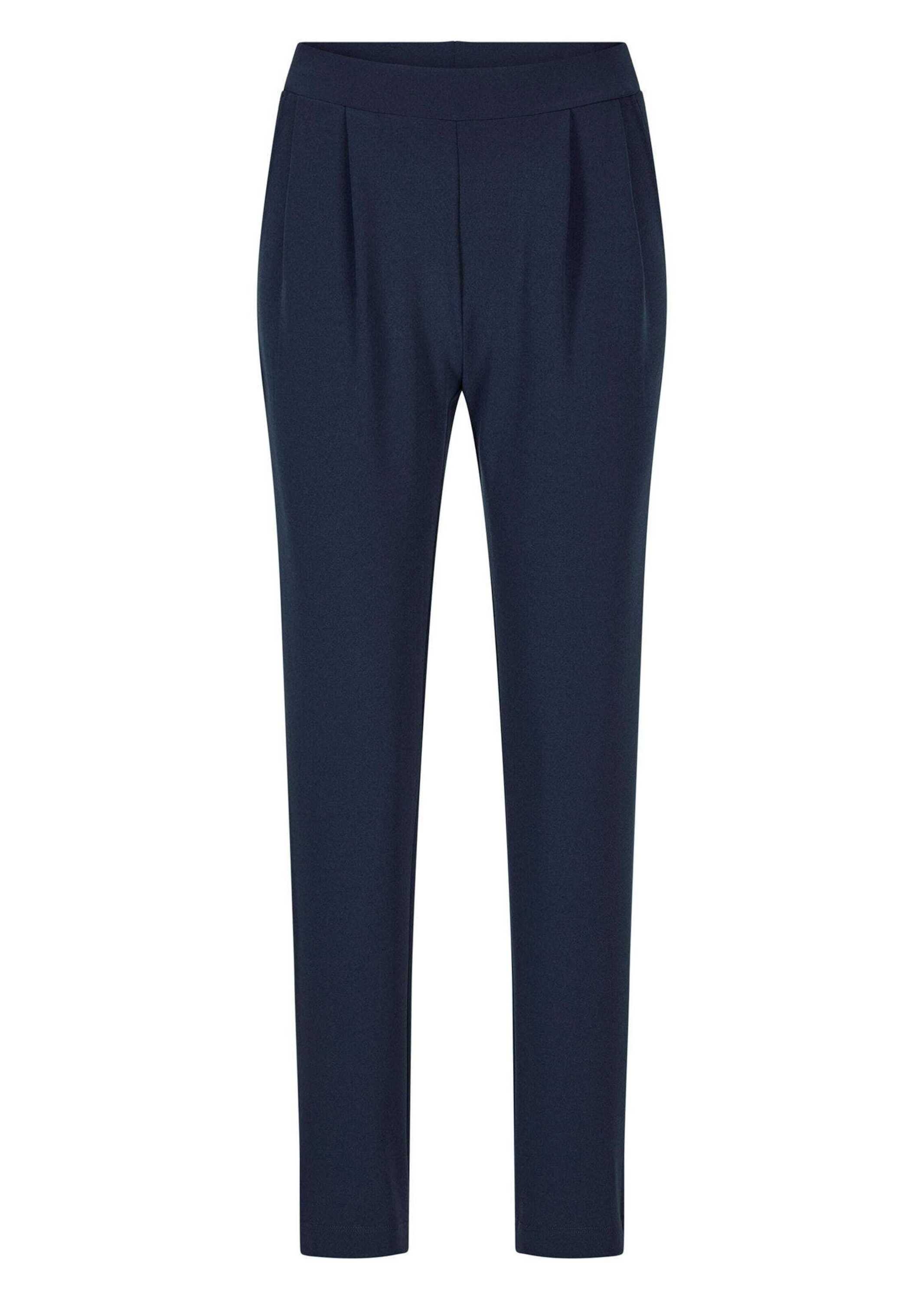 Schlupfhose GOLDNER "Kurzgröße Weite Schlupfhose SARA in Krepp-Qualität", Damen, Gr. 26, K-Gr, blau (marine), Obermaterial: 95% Polyester PES. 5% Elasthan EL., Hosen Schlupfhose