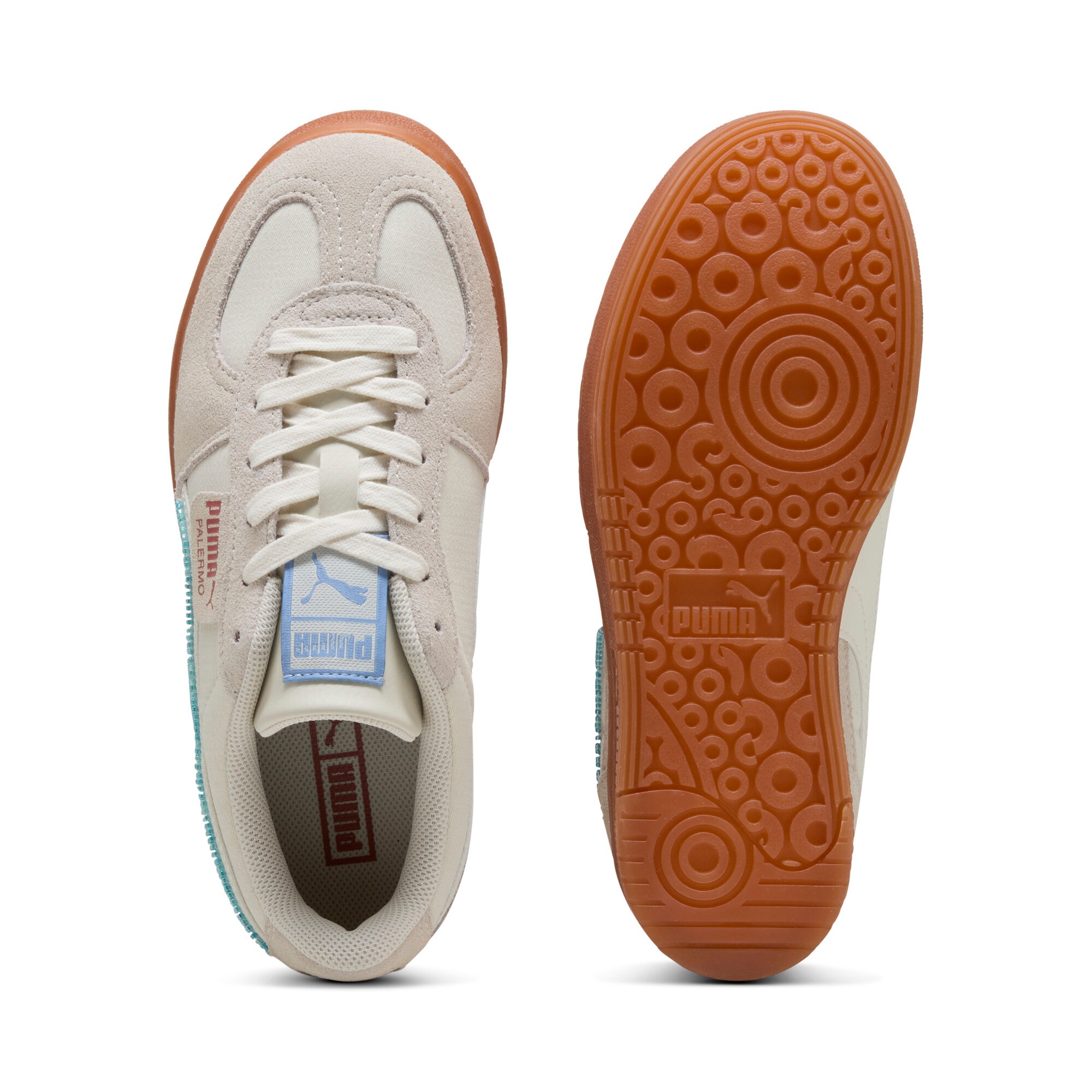 Sneaker PUMA "PALERMO ELEVATA GENTLE MELD WNS", Damen, Gr. 41, warm weiß, gum, Leder, mehrfarbig, Schuhe Sneaker 3