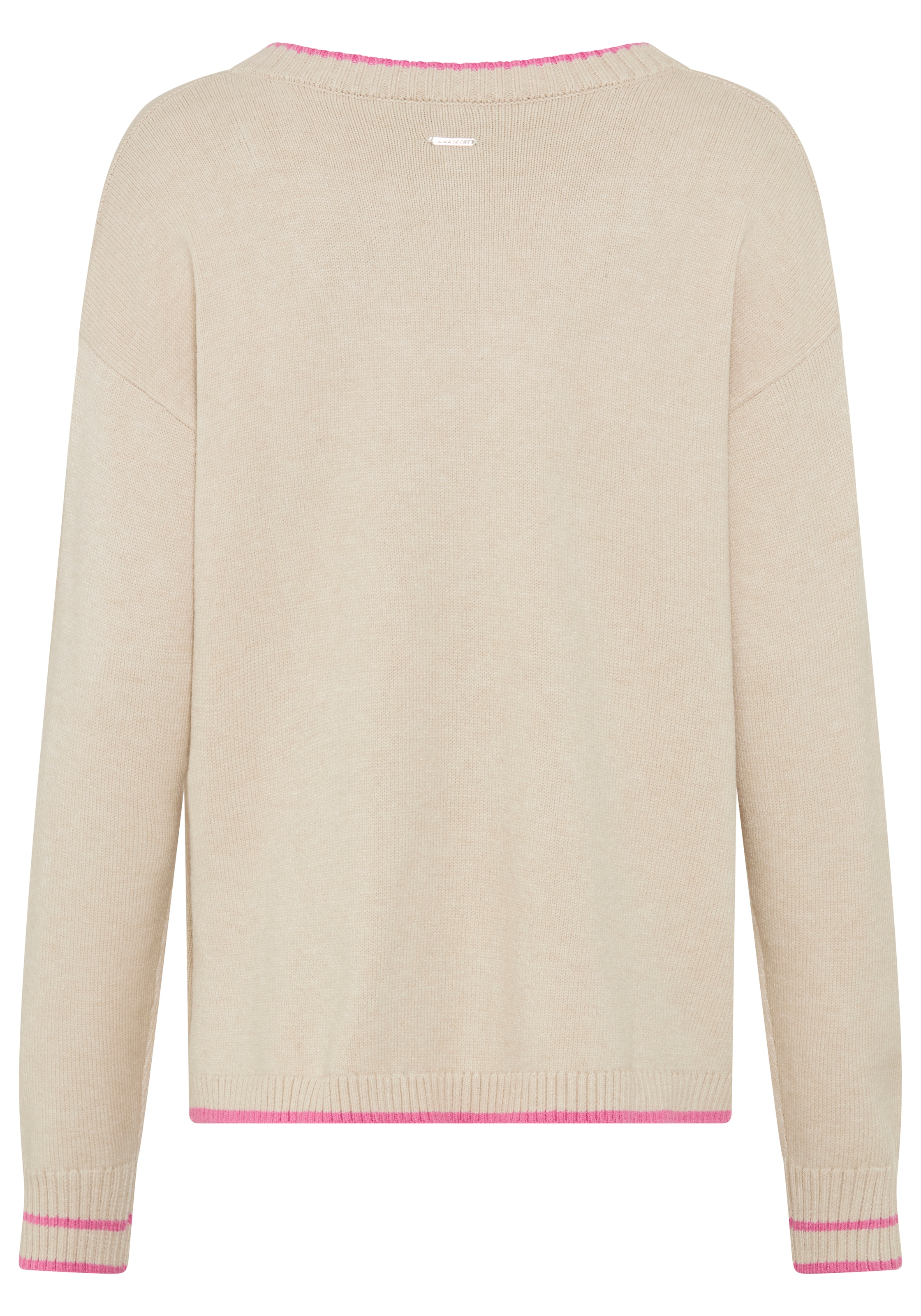 Laura Scott V-Ausschnitt-Pullover »mit aufgesetzter Tasche und lässiger Passform« mit Kontraststreifen