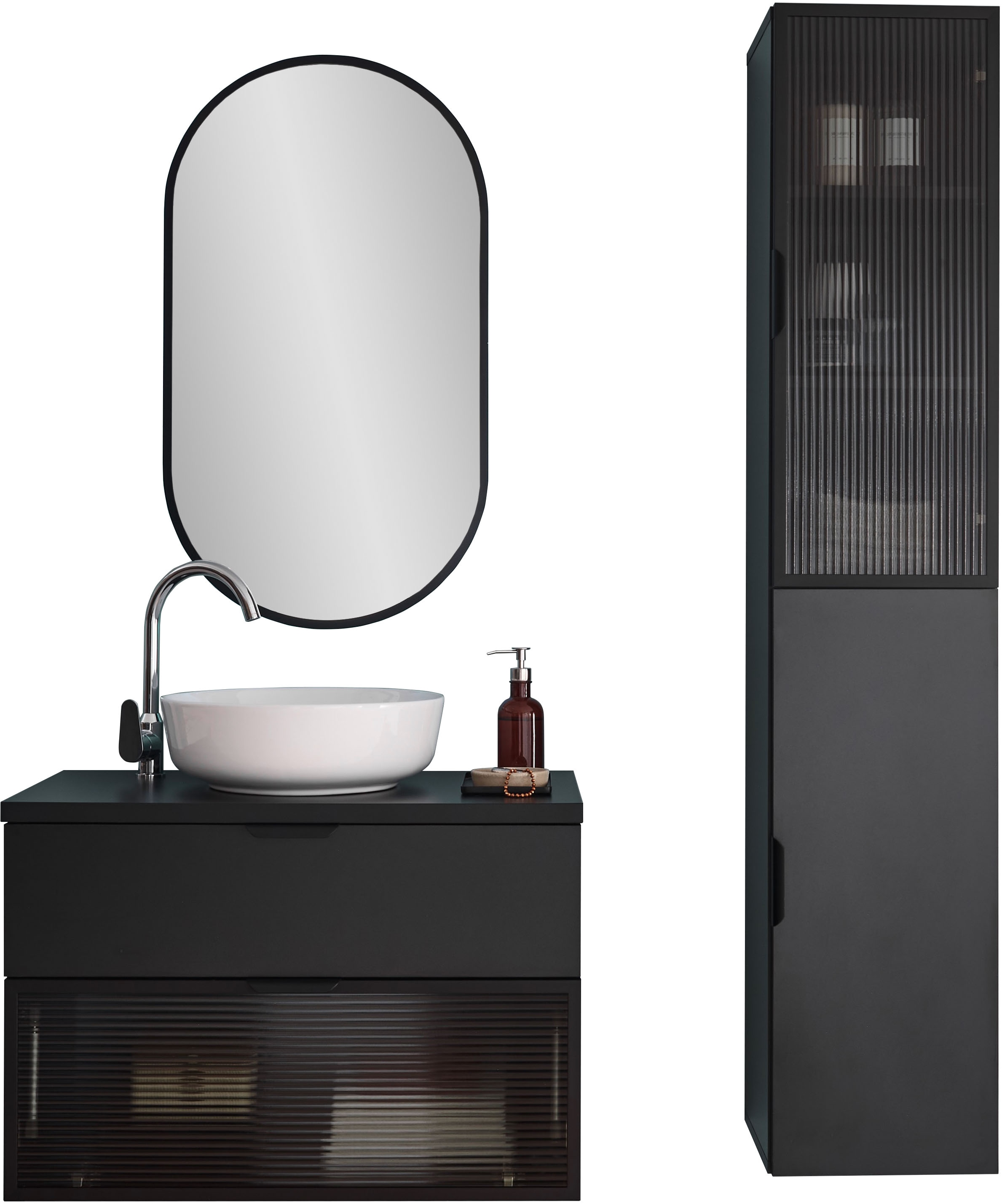 BASIC by Balculina Waschbeckenunterschrank »Diosa B/H/T 80x55x46 cm« 1 Stk. tlg. Breite 80cm, Softclose, Alurahmen