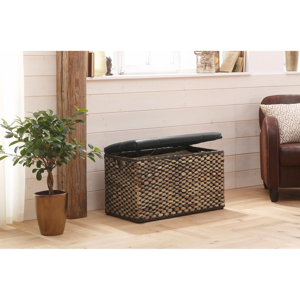 Home affaire Sitztruhe »Wittfield«, aus geflochtenem Rattan, mit Stoffeinsatz im Innenfach, Breite 75 cm