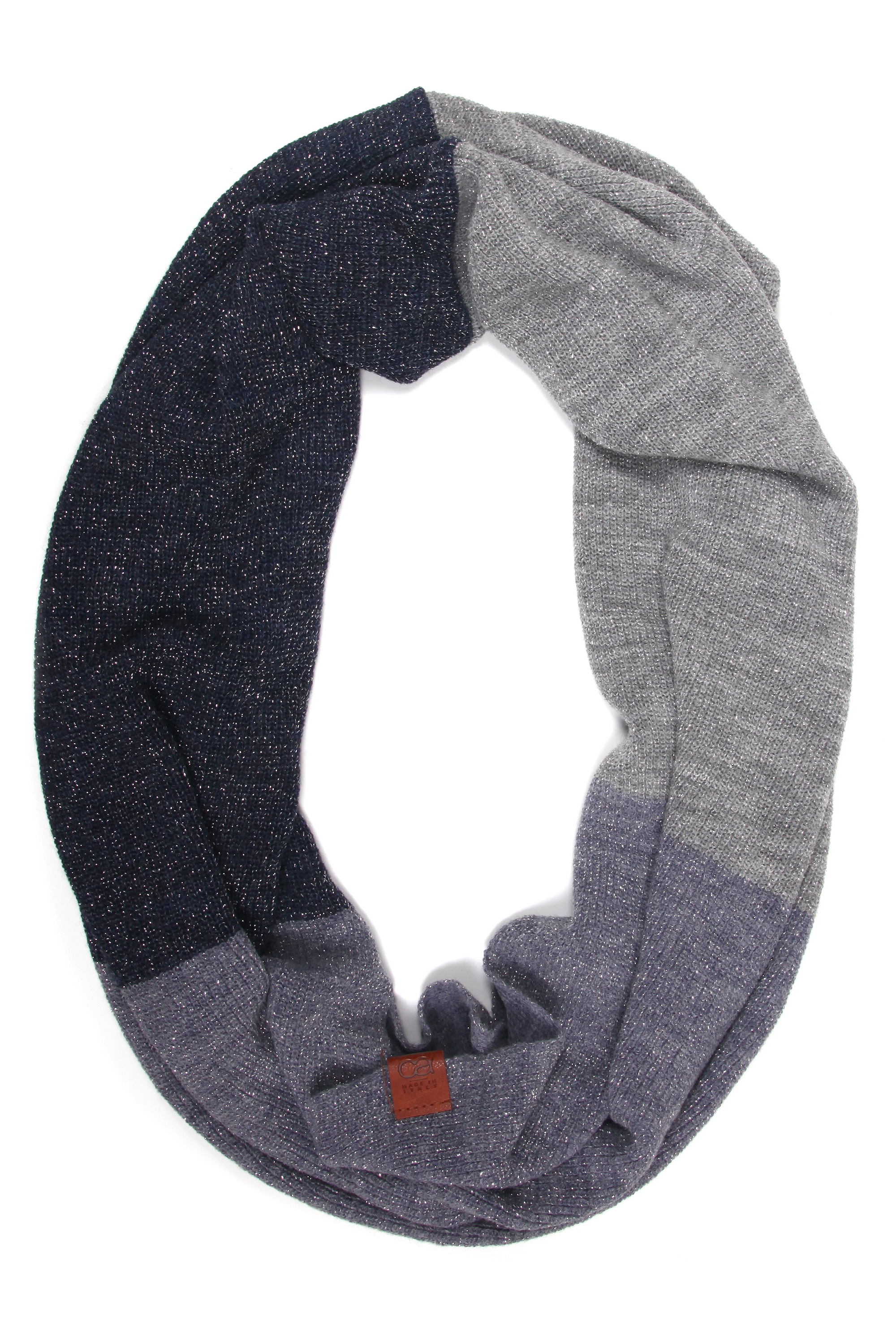 Loop "Bianca", Damen, blau (jeans), Polyacryl, COLLEZIONE ALESSANDRO, gestreift, Basic, Modetücher Loop, mit Glitzergarn