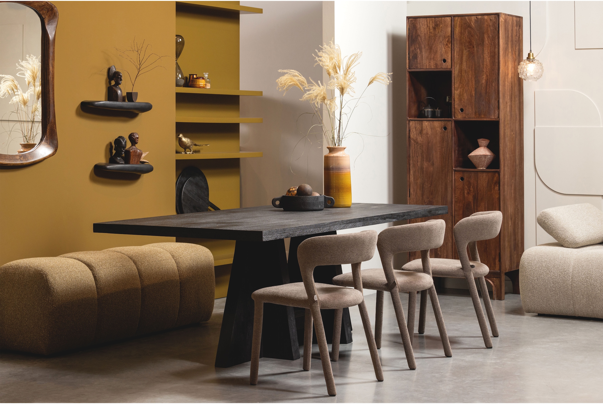 WOOOD Mehrzweckschrank »WOOOD STAES STAUSCHRANK MANGO HOLZ WALNUSS« schmaler Hochschrank aus Eichenmelamin, modernes Design, viel Stauraum