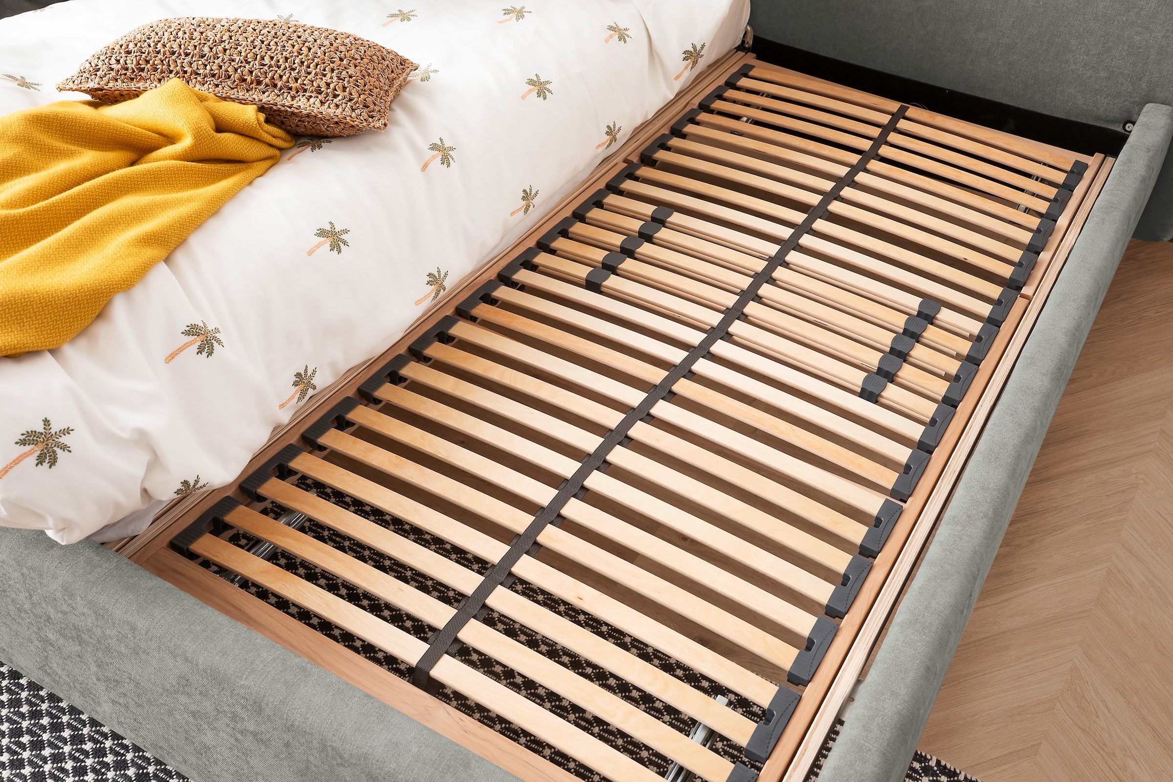 Home affaire Polsterbett »Aurela, liebevoll verarbeitete Biese & wahweise Überlänge« inkl. 7-fache Einlegetiefenverstellung & saugroboterfreundliche Höhe