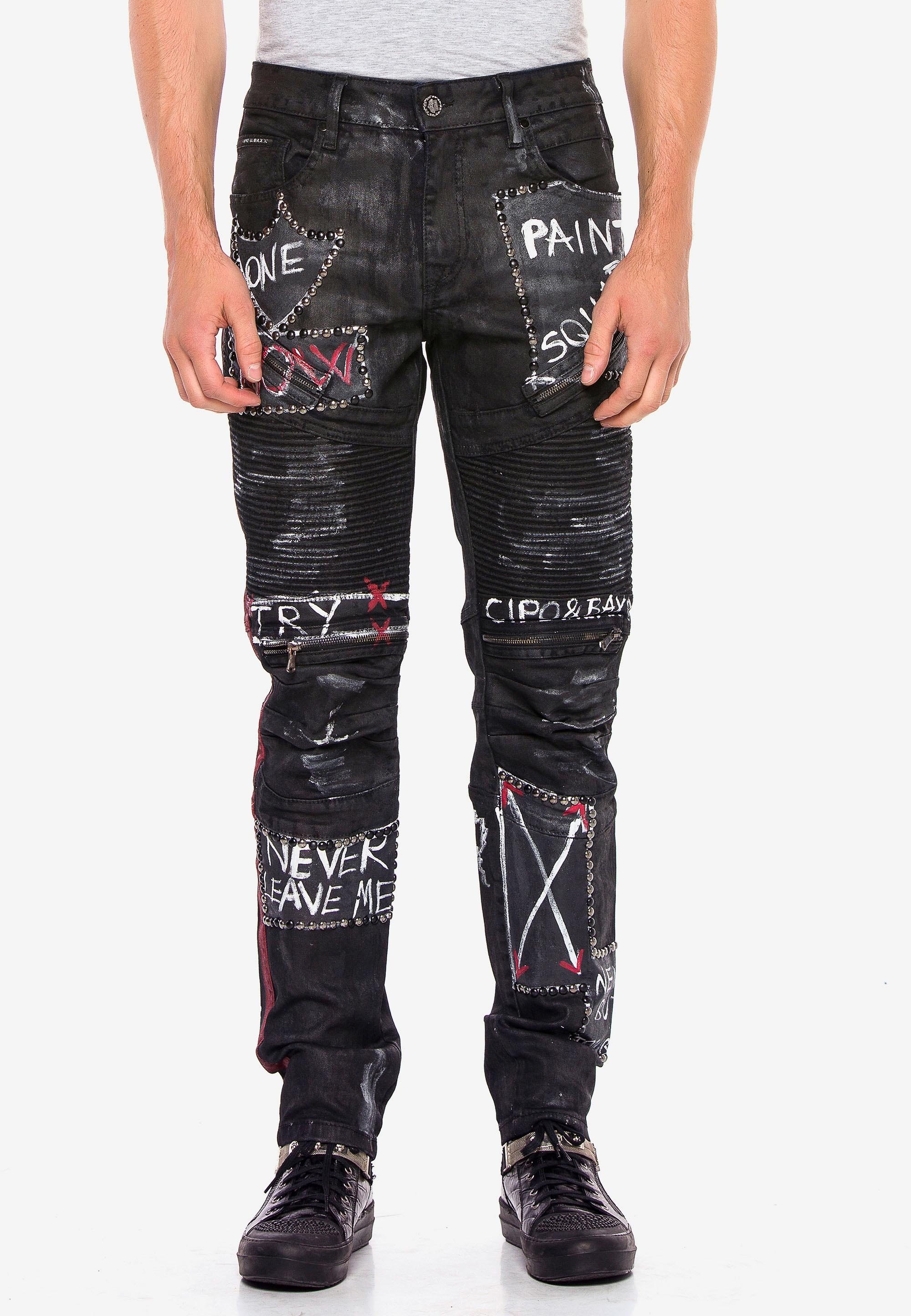 Straight-Jeans, mit coolen Schriftzügen