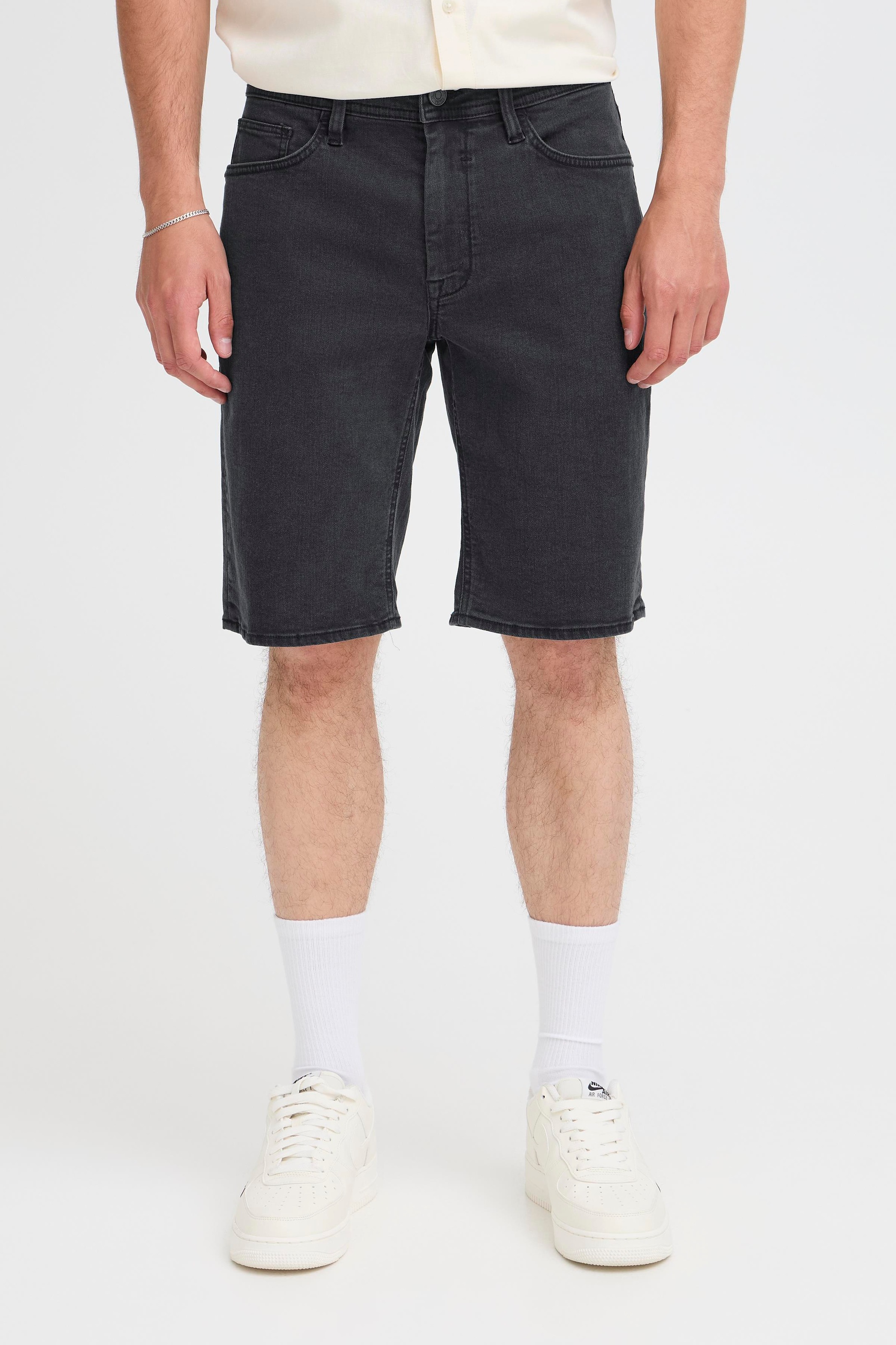 Shorts BLEND "BHTWISTER SLM/REG DENIMSHORTS", Herren, Gr. L, N-Gr, denim schwarz, Web, Obermaterial: 80% Baumwolle, 18% Polyester, 2% Elasthan, unifarben, regular fit, Hosen Shorts