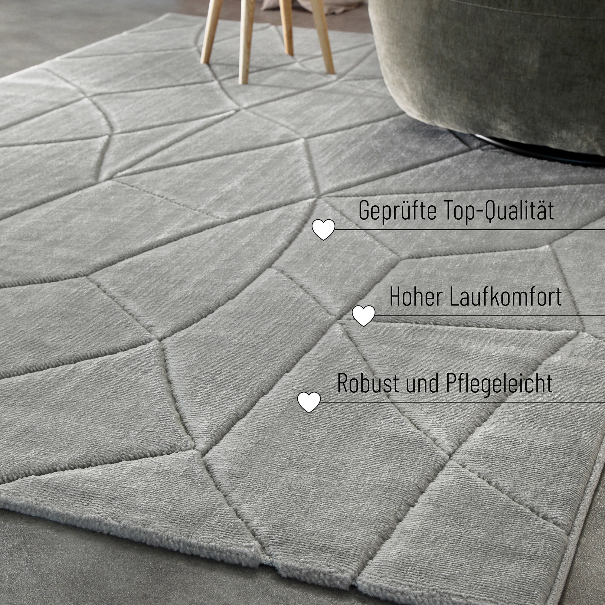 Wecon home Teppich »Unplugged, auch in quadratischer Form«, rechteckig, 10 mm Höhe, Kurzflor, Hoch Tief Struktur, gewebt, Wohnzimmer, Schlafzimmer, modern