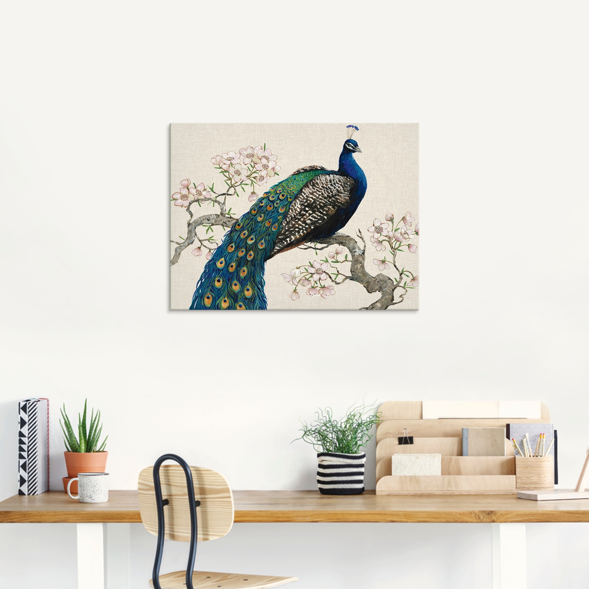 Artland Glasbild "Pfau & Blüten I", Vögel, (1 St.), in verschiedenen Größen günstig online kaufen