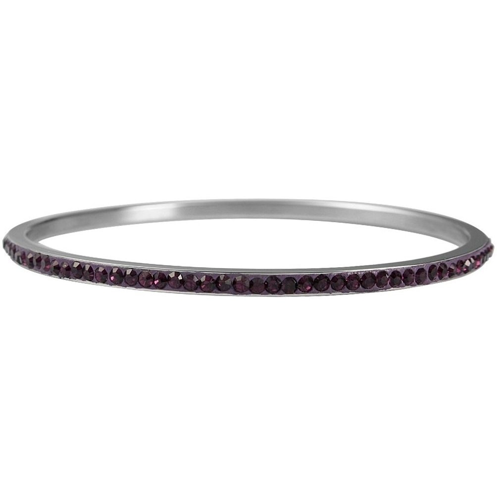 ADELIA ́S Damen Armreif "Armband – Armreif aus Edelstahl mit Zirkonia Ø 6,0 cm cm", 6cm, Edelstahl, lila, Edelstahl, Armbänder, Zum Verschenken an