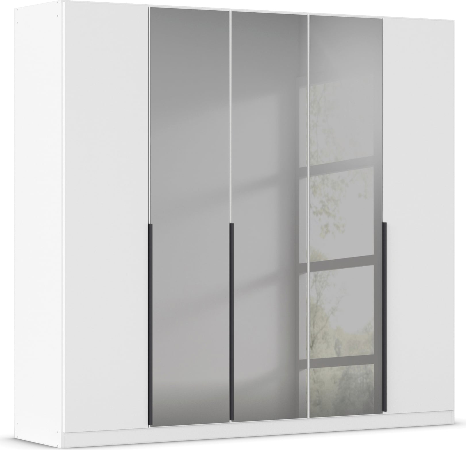INOSIGN BY RAUCH Drehtürenschrank "Schlafzimmerschrank Kleiderschrank Schrank Garderobe FERRIS" In 3 Ausstattungen BASIC/CLASSIC/PREMIUM, Breiten 136/181/226/271 cm, Mitteltüren mit hochwertigem Grauspiegel MADE IN GERMANY