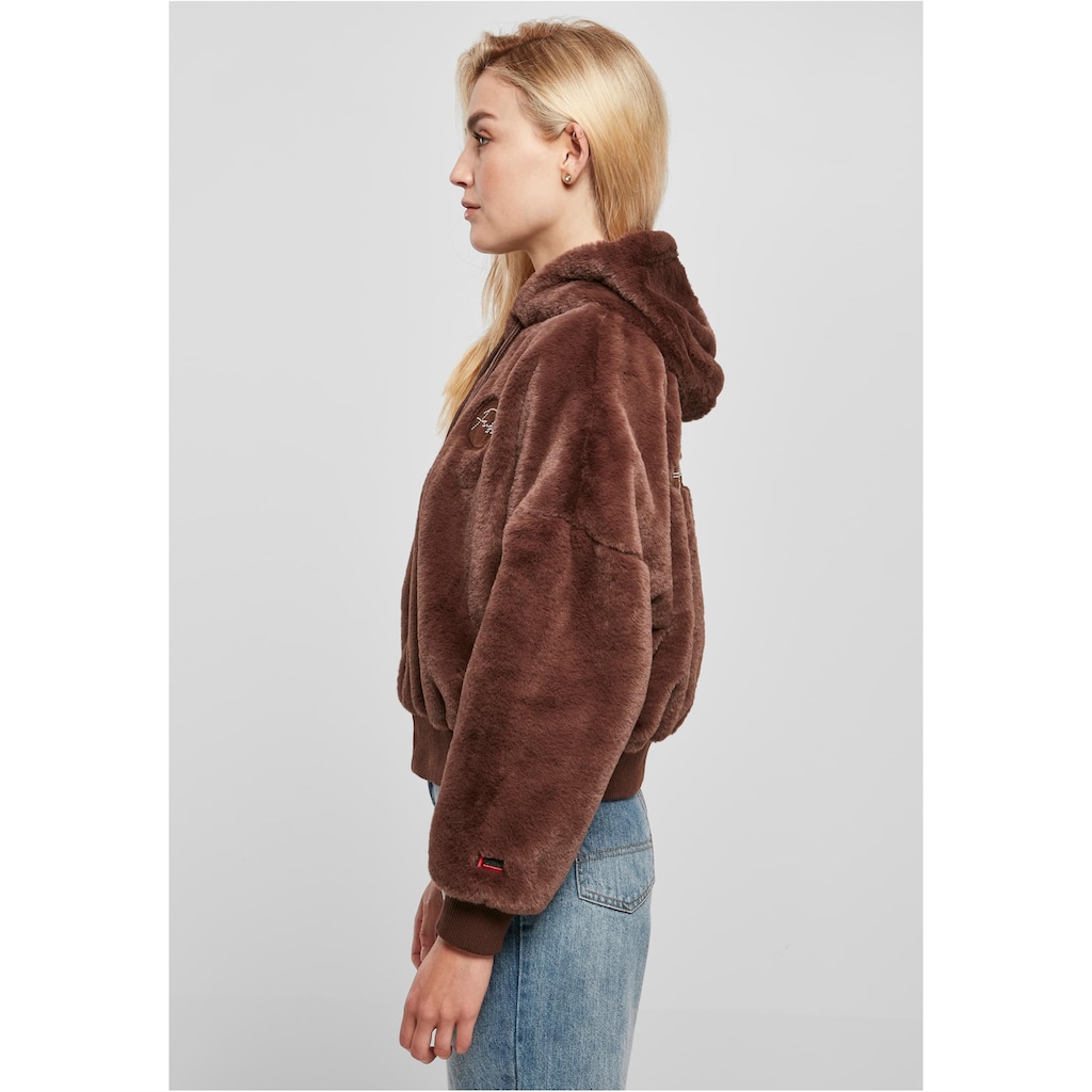 Fubu Collegejacke »Fubu Damen FW224-022-1 Signature Rhinestone Fur Jacket brown«, (1 St.), mit Kapuze