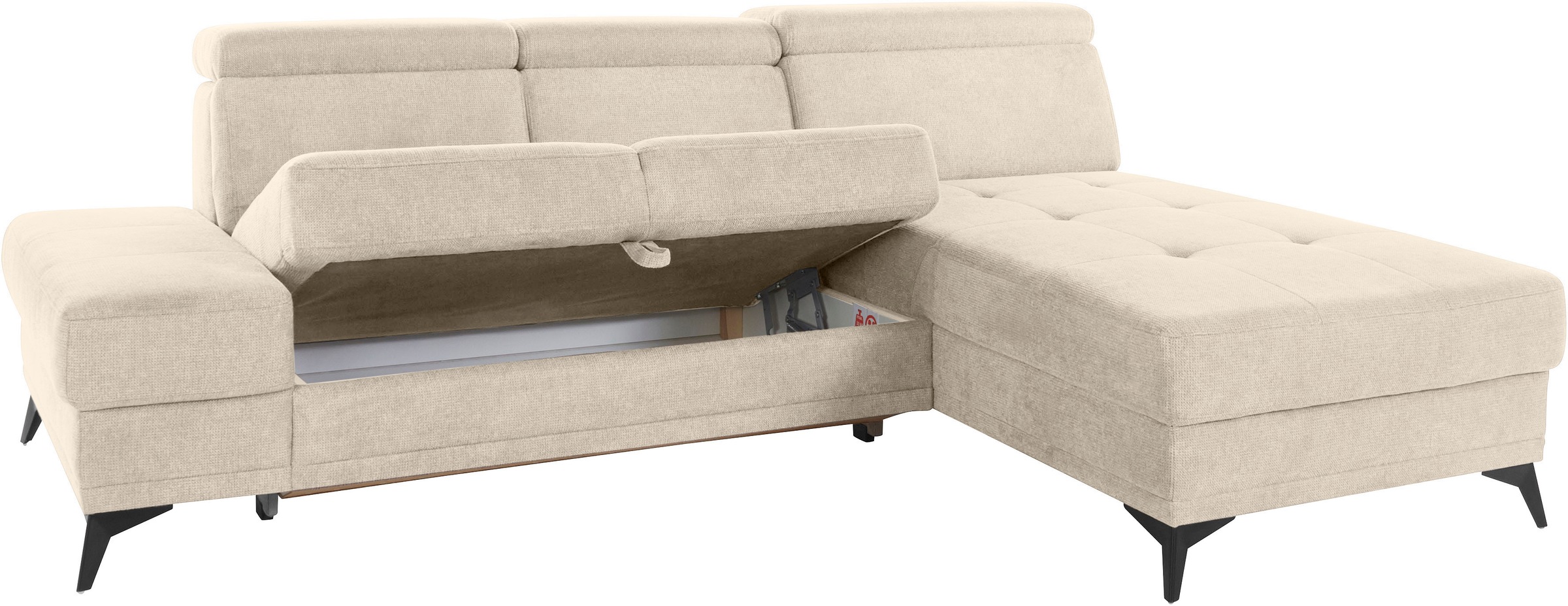 INOSIGN Ecksofa »Cardiz L-Form«, inkl.Kopfteilverstellung und Federkern wahlweise mit Bettfunktion