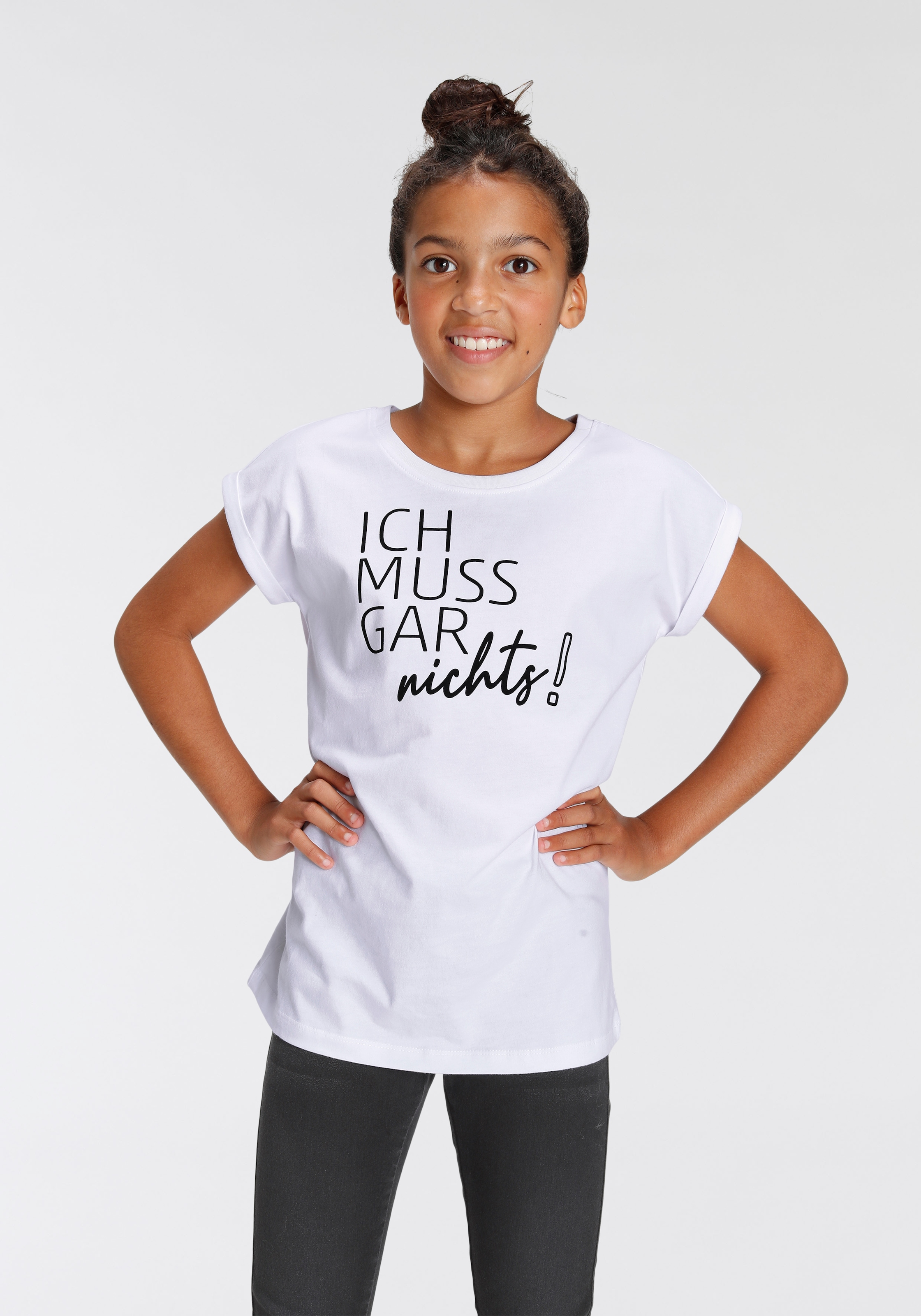 KIDSWORLD T-Shirt »Ich muss garnichts!«, in weiter legerer Form online  bestellen | BAUR