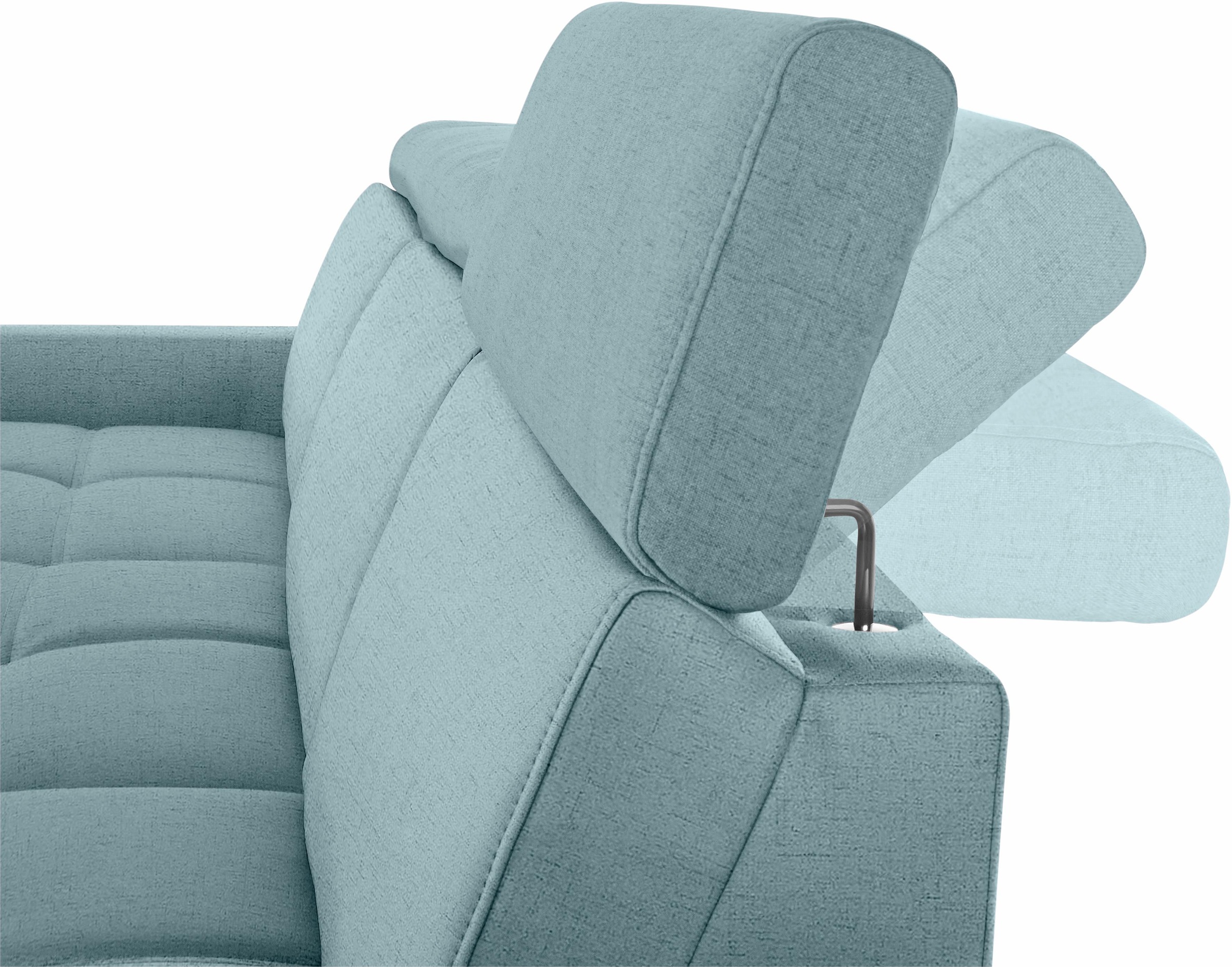 DOMO collection Ecksofa »Ava mit moderner Sitzheftung & toller Doppelnaht, komfortabel, L-Form«, mit Recamiere, inkl. Federkern, wahlweise mit Kopfteilverstellungen