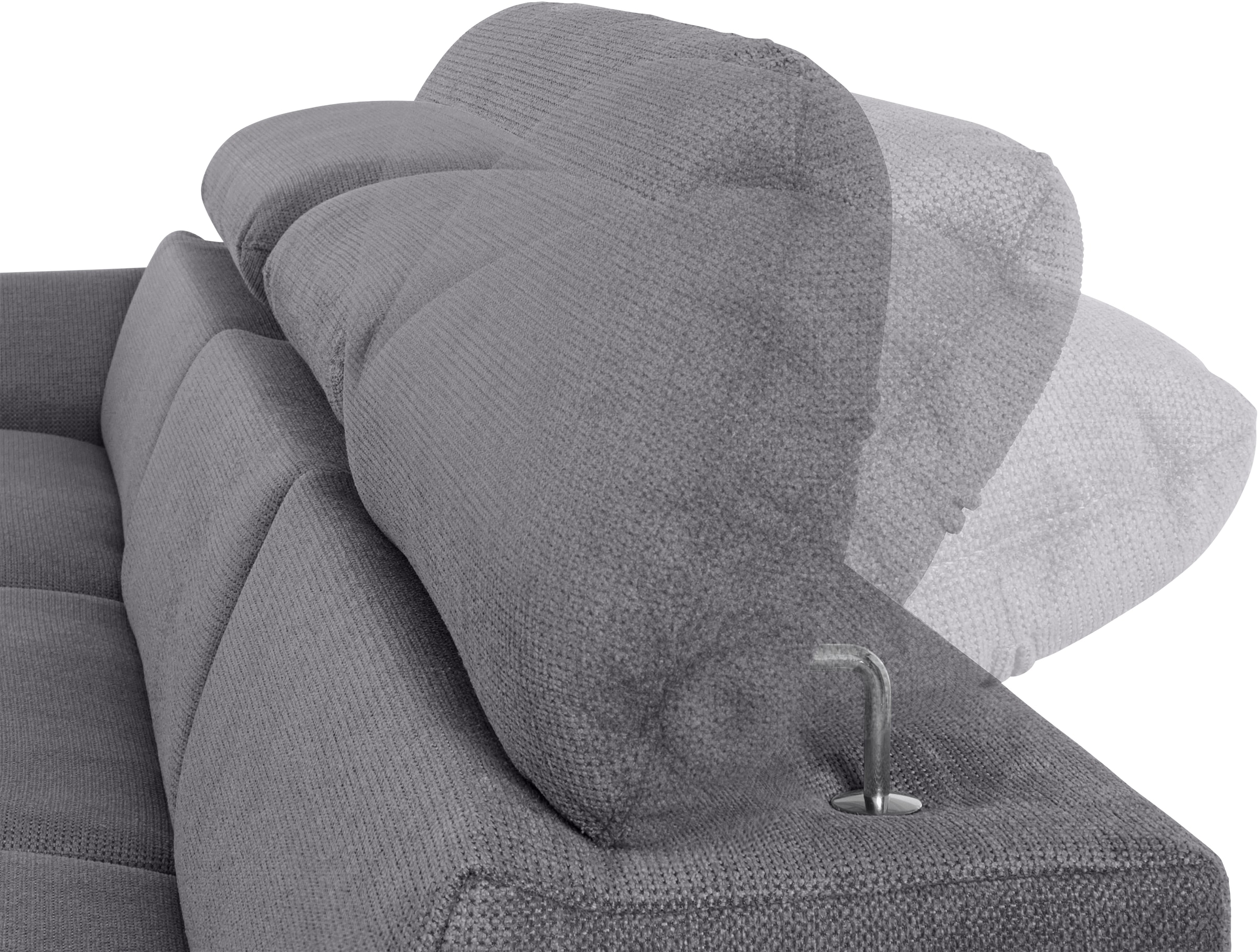 COTTA Ecksofa »Lola L-Form mit Kopfteilfunktion & Hocker«, (Set, mit Hocker), wahlweise mit Bettfunktion, Bettkasten & Armteilverstellung