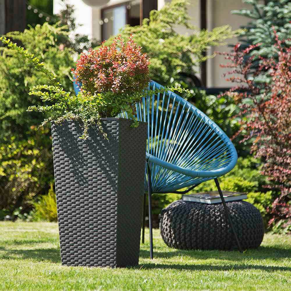 Siena Garden Pflanzkübel, Rattanoptik, eckig