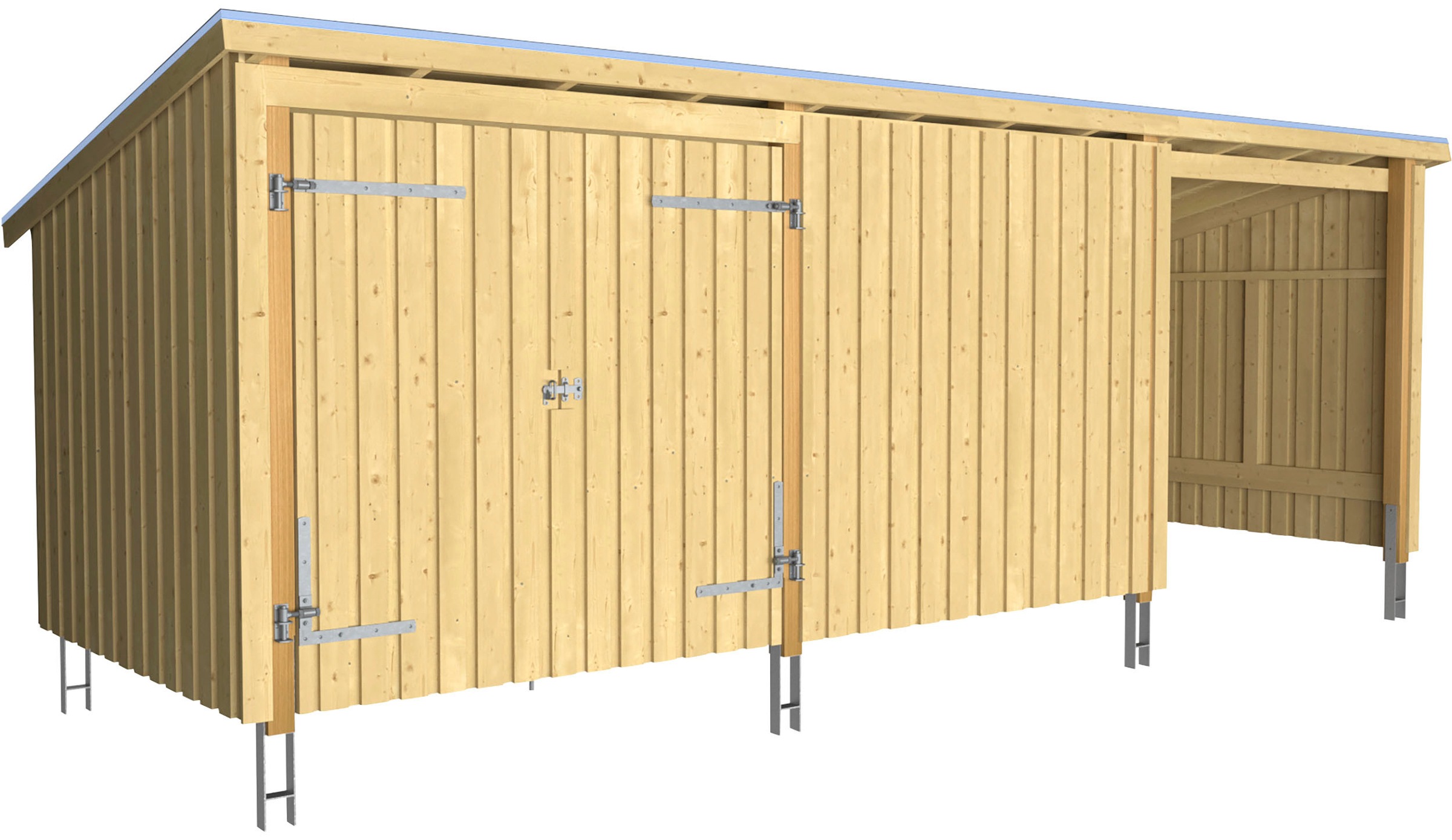 PLUS Gartenhaus "Multi" Gartenhaus 14 m², Doppeltür und Wand, Dachpappe/Alu günstig online kaufen