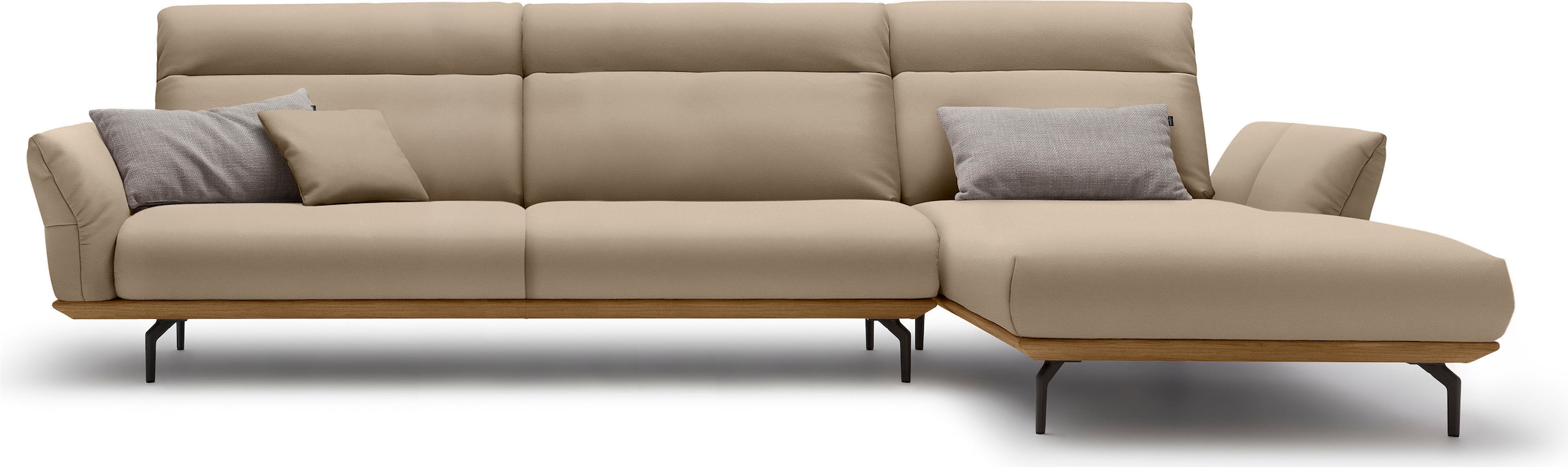 Creation BY ROLF BENZ Ecksofa "CR.460 Designsofa mit erstklassigem Sitzkomfort" Sockel in Nussbaum, Winkelfüße in Umbragrau, Breite 338 cm