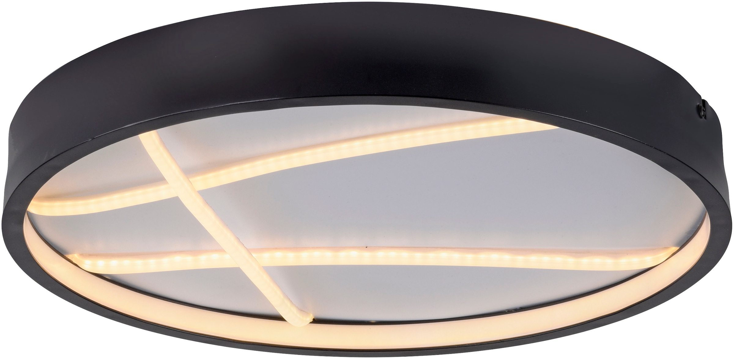 JUST LIGHT LED Deckenleuchte "MIKADO", 1, Ø 40cm H: 4,5cm, 1 Stk., schwarz, Wohnzimmer, Leuchten, dimmbar, Simply Dim, Memory nach Trennung vom Netz