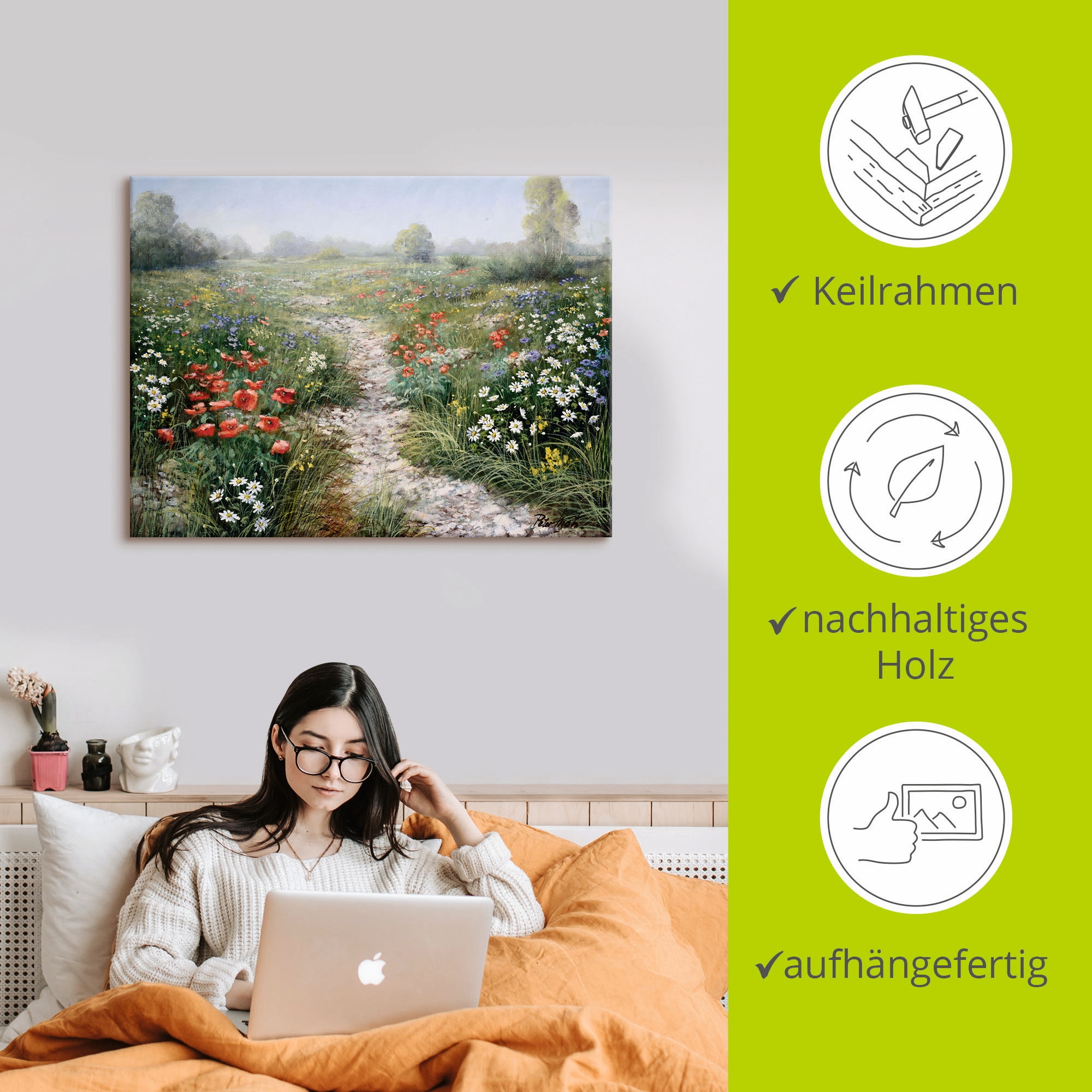 Artland Wandbild »Dichte der Natur«, Blumenwiese, (1 St.), als Leinwandbild, Poster, Wandaufkleber in verschied. Größen