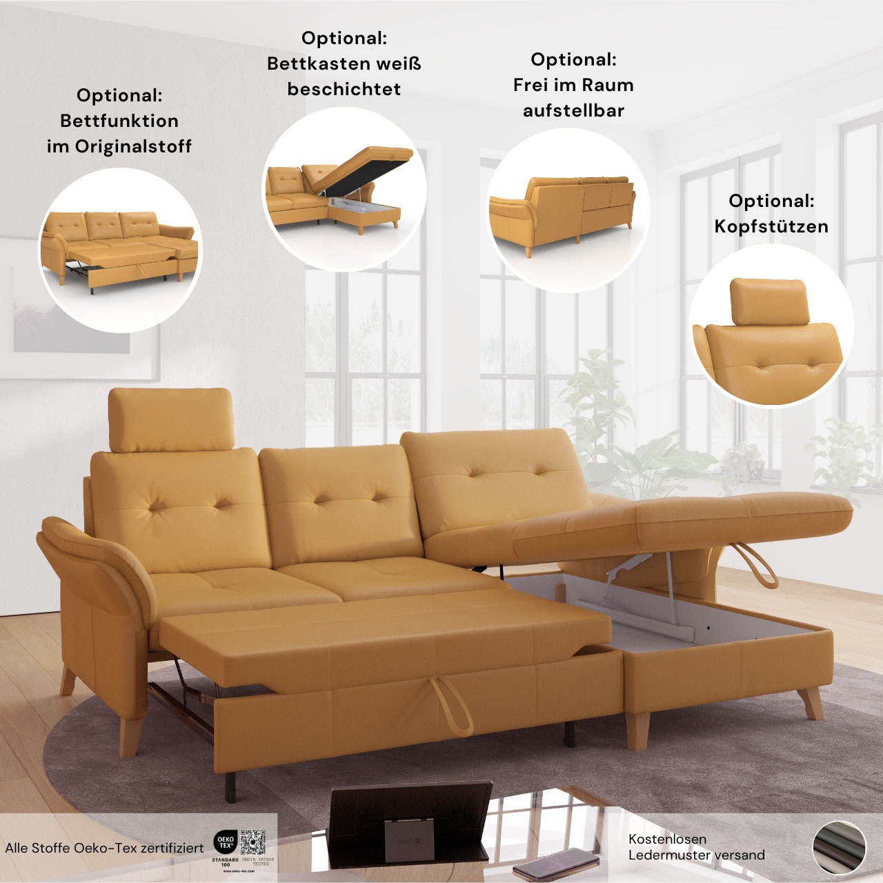 sit&more Ecksofa »Göteborg«, Sitztiefenverstellung und Federkern, wahlweise mit Bettfunktion