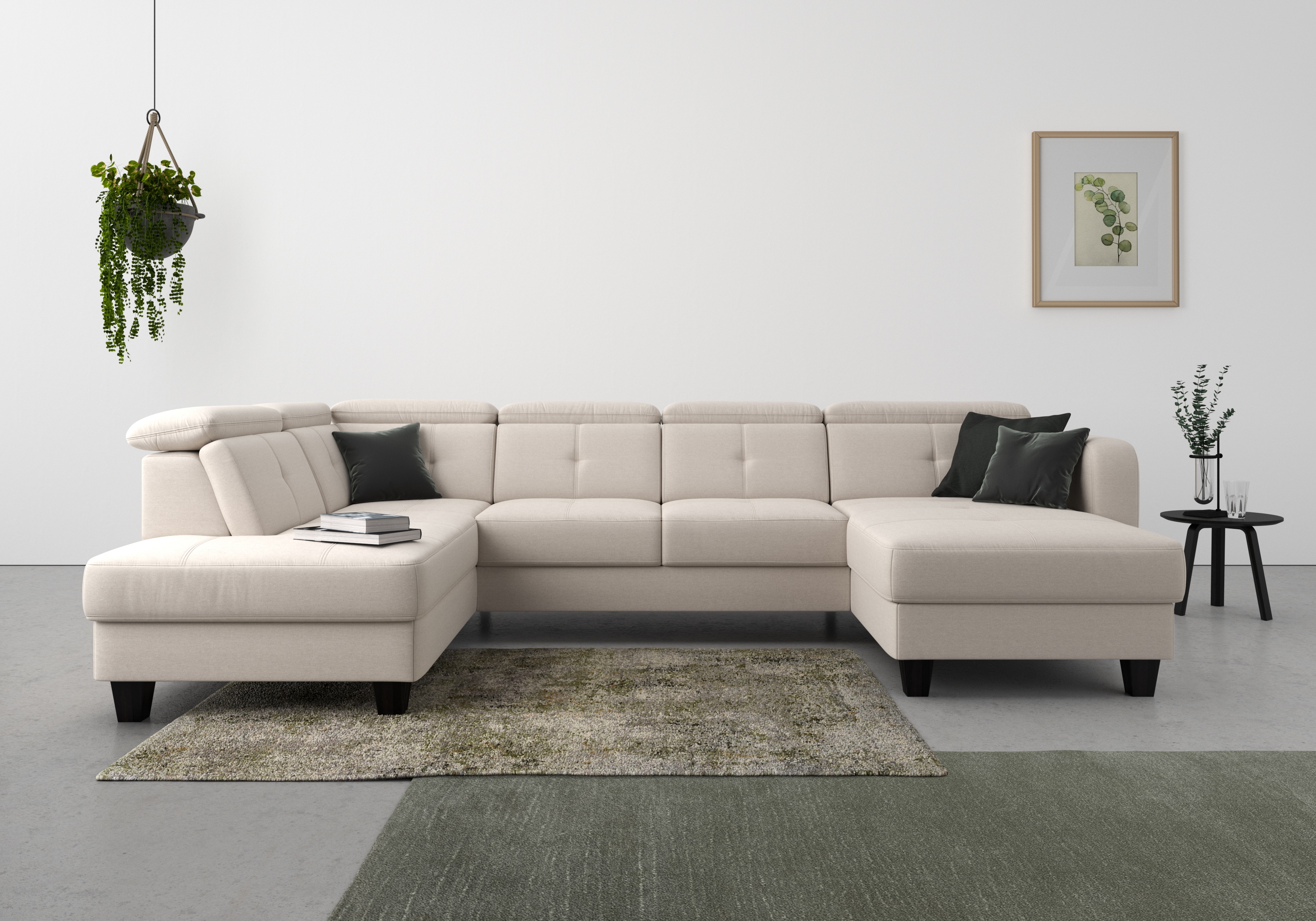 sit&more Wohnlandschaft "Belluci U-Form" Kopfteilverstellung und Federkern, wahlweise mit Schlaffunktion
