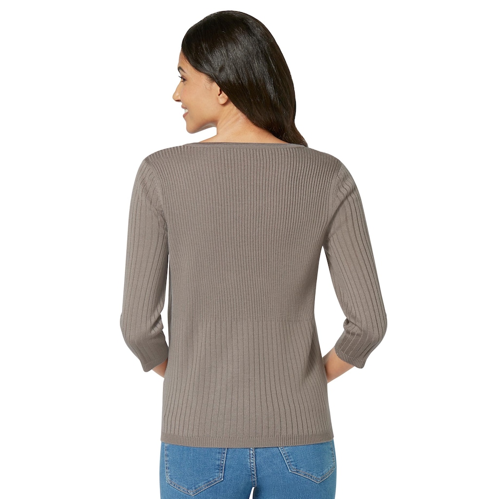 Damenmode Pullover Classic Basics 3/4 Arm-Pullover »Pullover« taupe