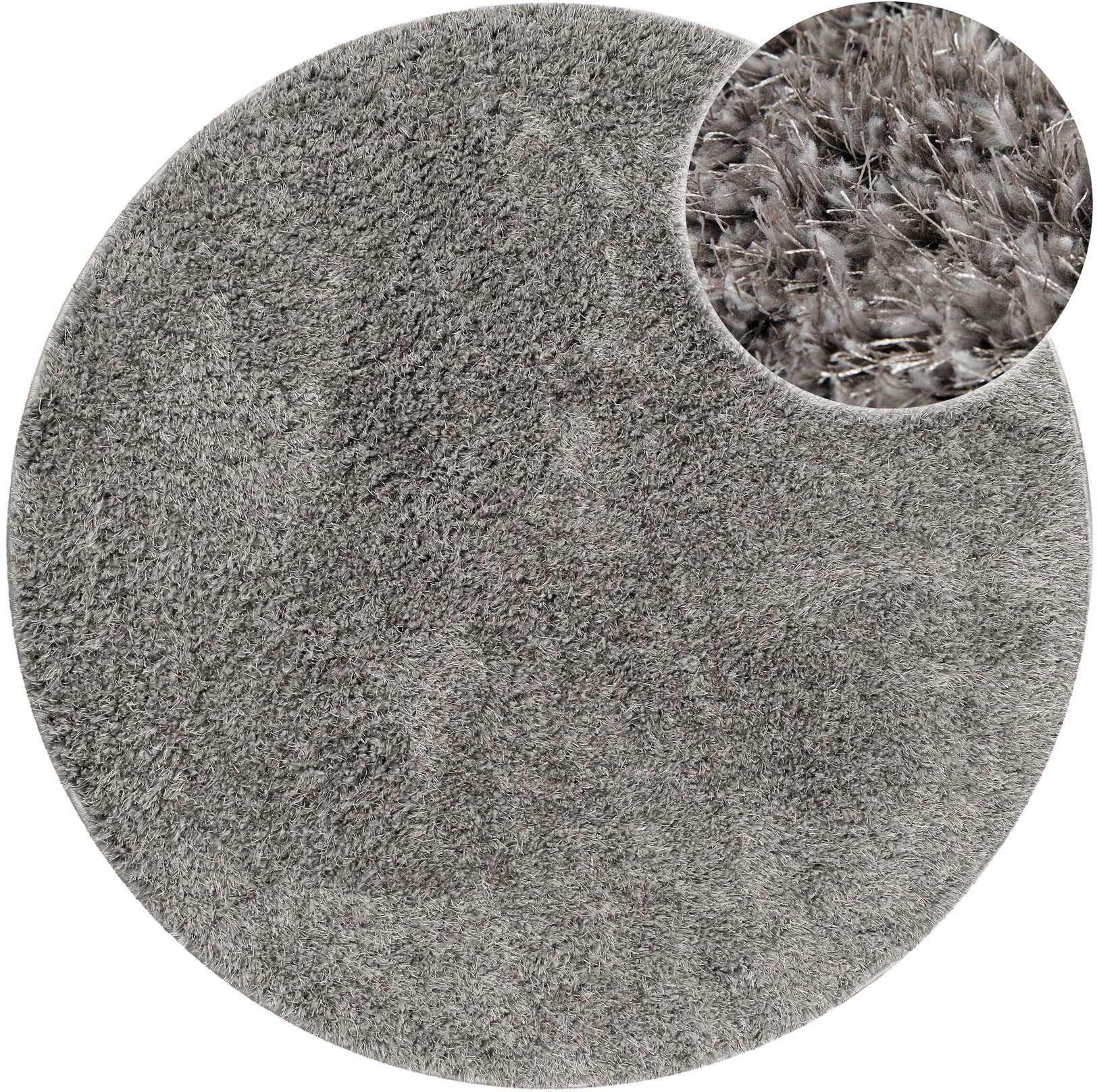 OTTO home Hochflor-Teppich »Nickolas«, rund, 30 mm Höhe, Langflor, Shaggy, weicher Hochflor, uni farben, mit Glanz, Wohnzimmer