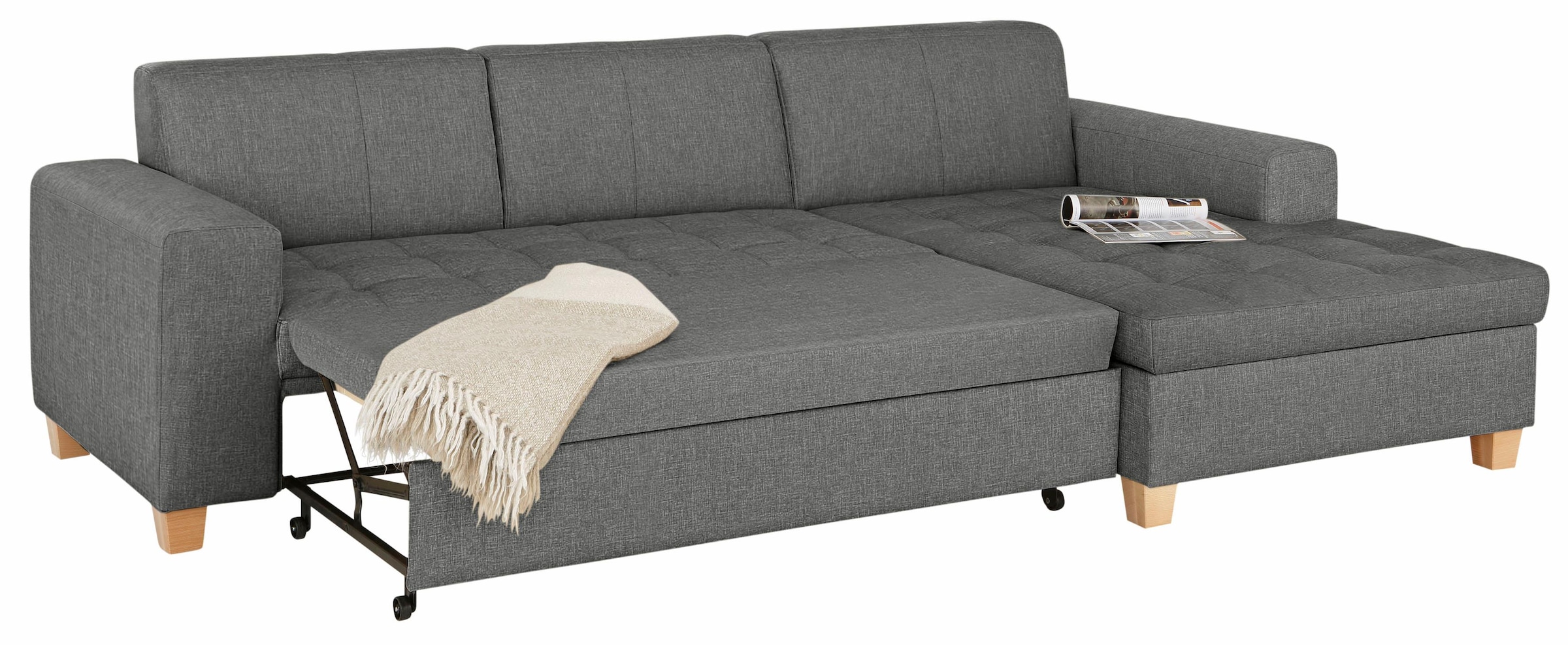 Home affaire Ecksofa »Corby L-Form«, wahlweise mit Bettfunktion, Steppung auf Sitzfläche