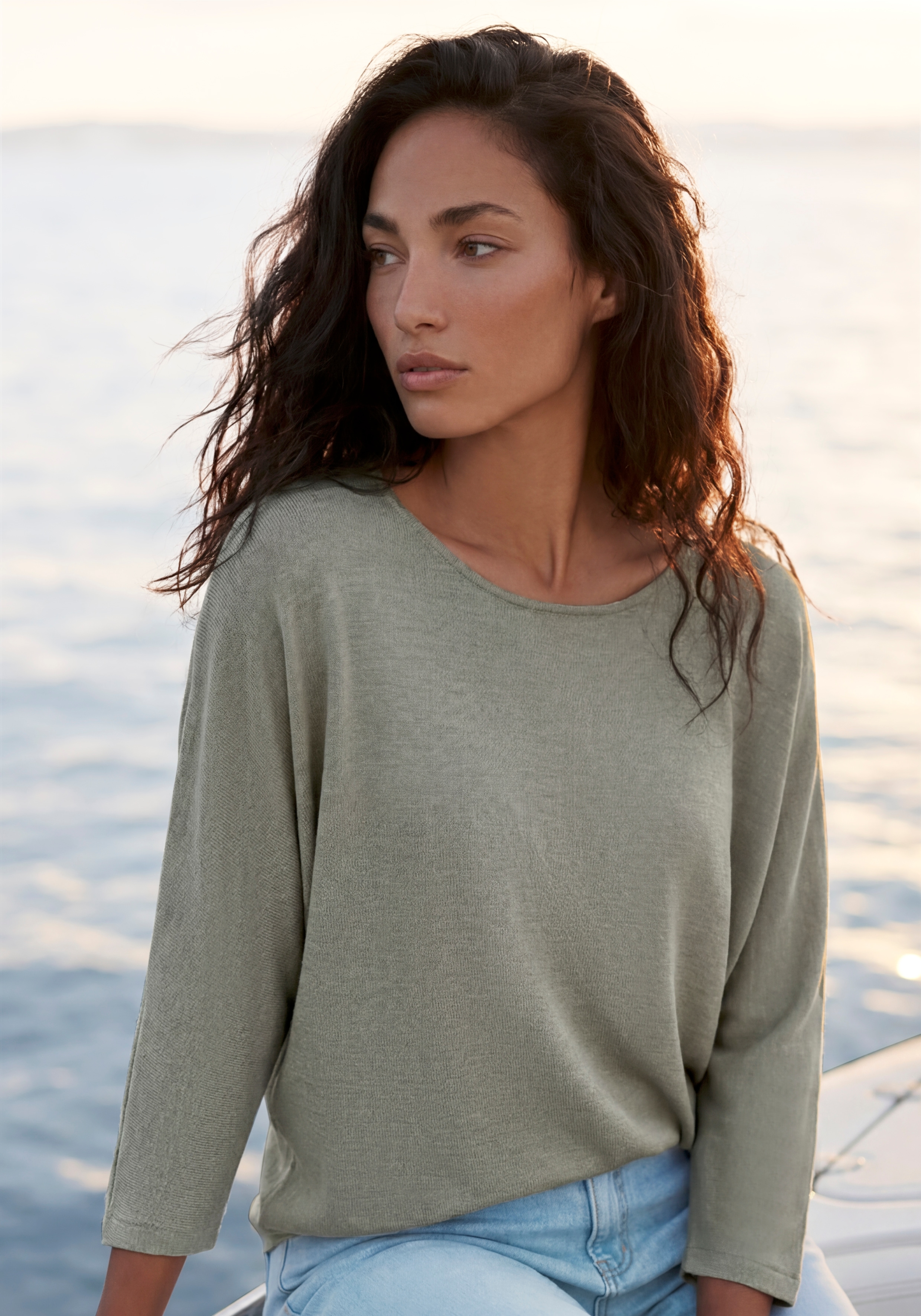 LASCANA 3/4-Arm-Shirt "aus luftiger Feinstrickqualität" aus elastischem Feinstrick mit Viskose