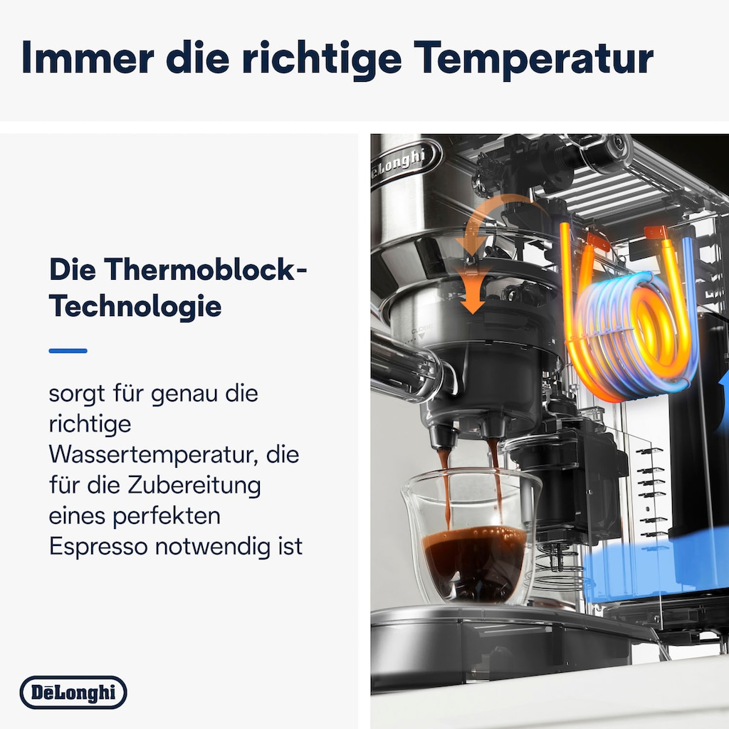 De'Longhi Siebträgermaschine »Dedica Style EC 685.B«, 1350 Watt, 15 Bar