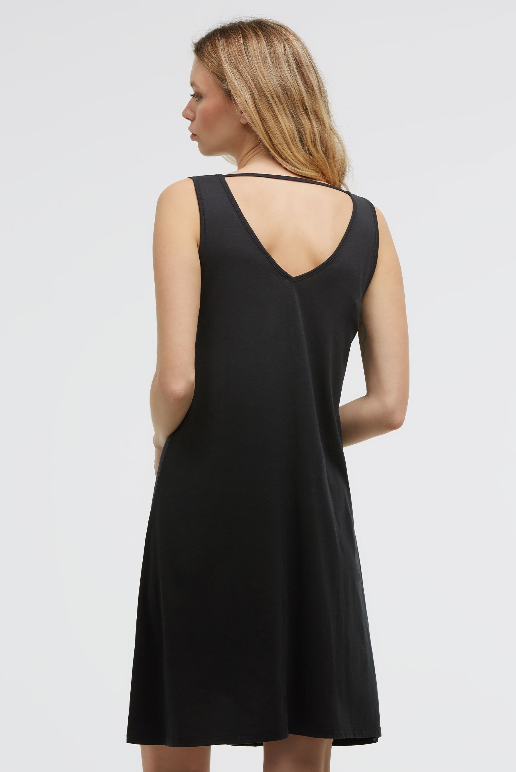 SOCCX Sommerkleid Ohne Taschen mit Glitzerstein-Wording