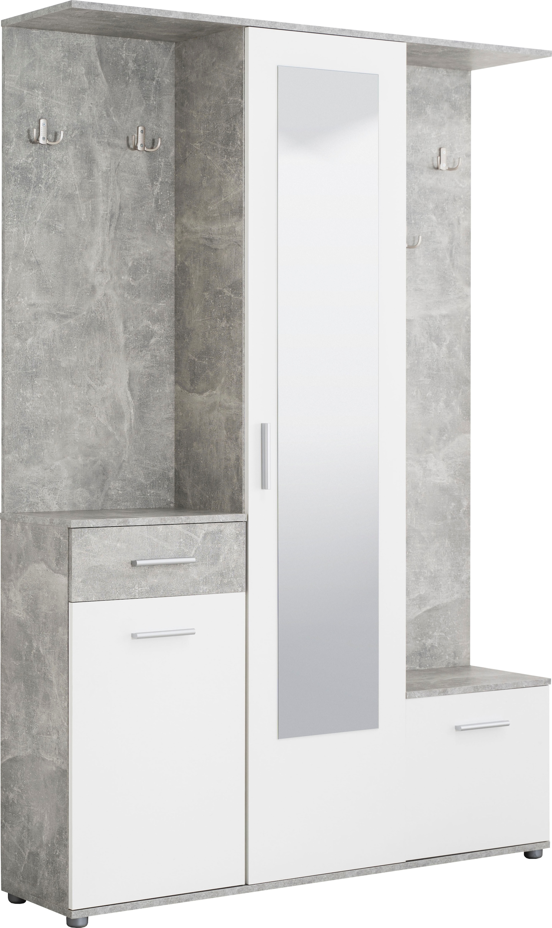 INOSIGN Kompaktgarderobe »Martin Flurgarderobe, Dielenschrank, Flurmöbel, Breite 134 cm«, Schuhschrank, mit Spiegel, in modernen Farben, mit 10 Haken