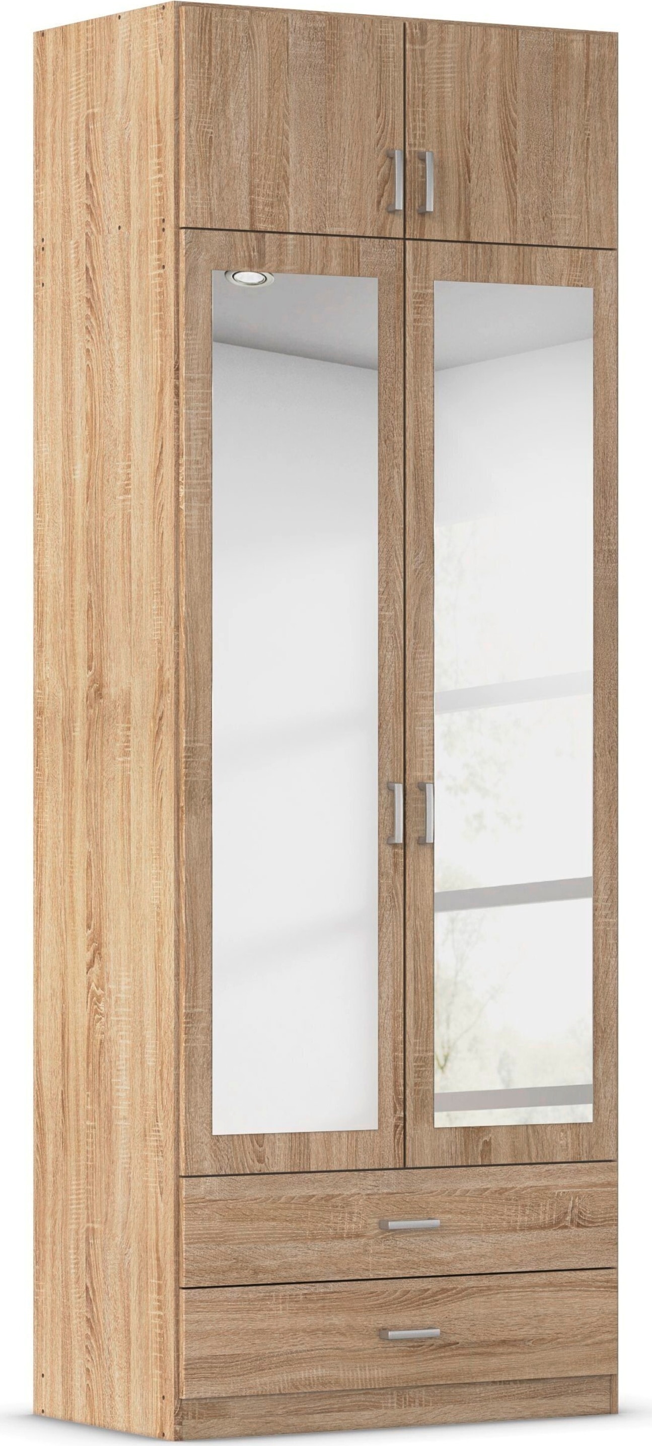 rauch Kleiderschrank "Schrank Garderobe Wäscheschrank GAMMA in 4 Breiten 91-226 cm" 3 verschiedene Ausstattungen BASIC/CLASSIC/PREMIUM (inkl. SOFT-CLOSE), mit Schubladen und Schrankaufsatz sowie Spiegel MADE IN GERMANY