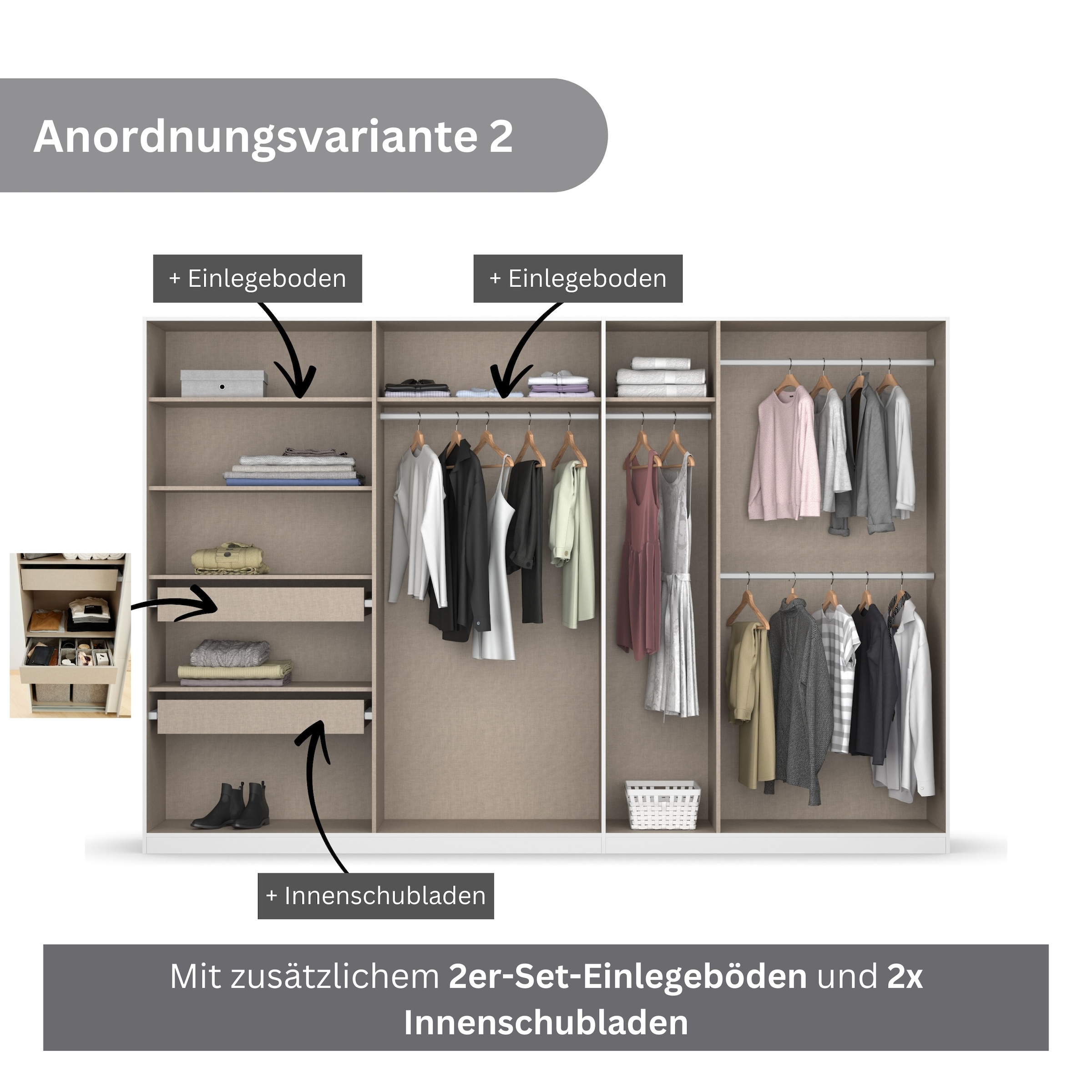 rauch Drehtürenschrank »Kleiderschrank Schrank Garderobe KOLUNA mit Glastüren und Spiegel«, inkl. 2 Innenschubladen sowie extra Einlegeböden MADE IN GERMANY